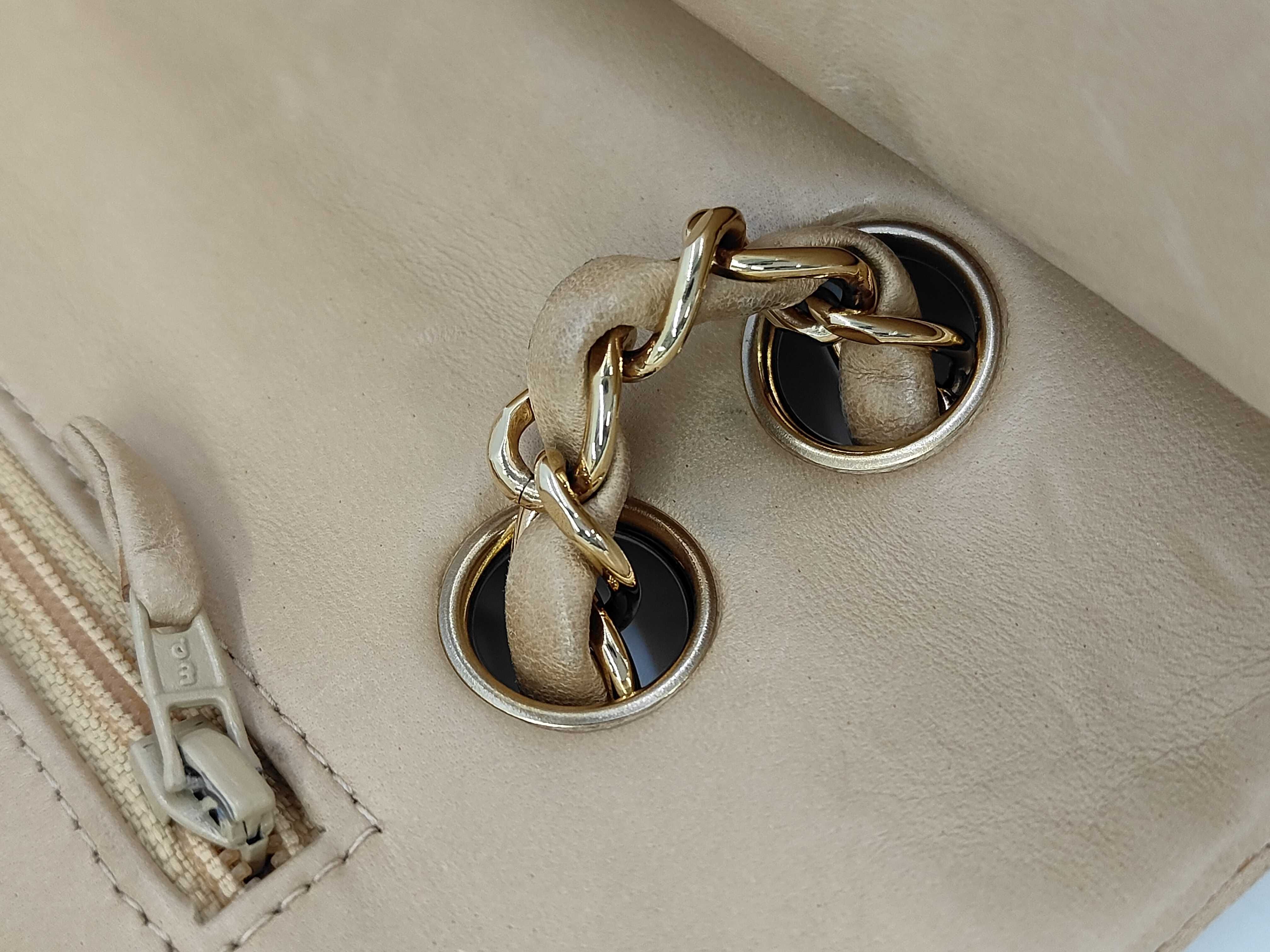 Lambskin Matelassé Double Flap Double Chain Shoulder Bag, Beige, Series 7 — view 7