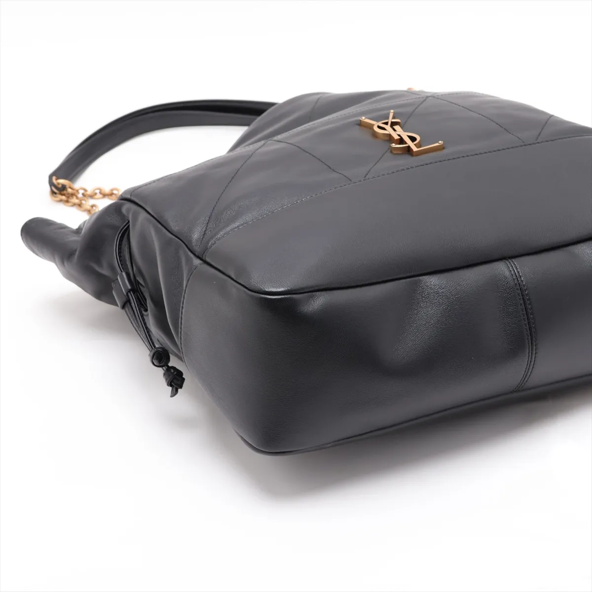 Jamie Leather Chain Tote Bag, Black, 809824 — view 4
