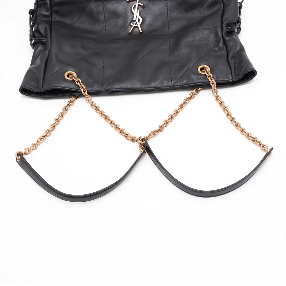 Jamie Leather Chain Tote Bag, Black, 809824 — view 5