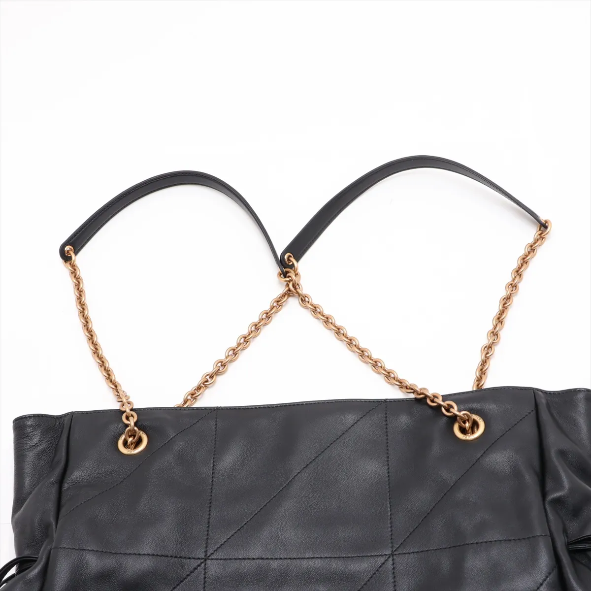 Jamie Leather Chain Tote Bag, Black, 809824 — view 6