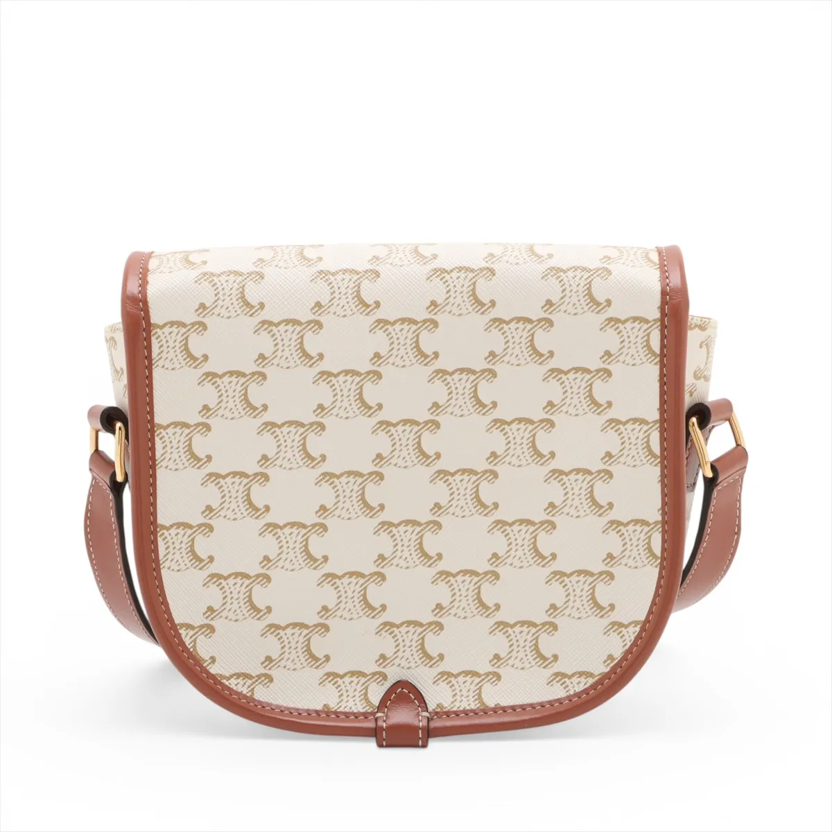 Triomphe Medium Folco PVC x Leather Shoulder Bag, Beige — view 2
