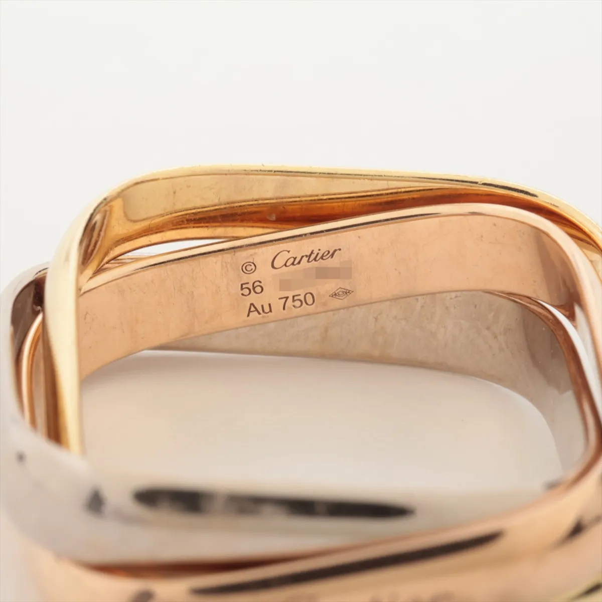 Trinity Cushion Ring 750 (Yellow Gold x Pink Gold x White Gold) 9.6g Size 56 933IKO Scratches — view 3