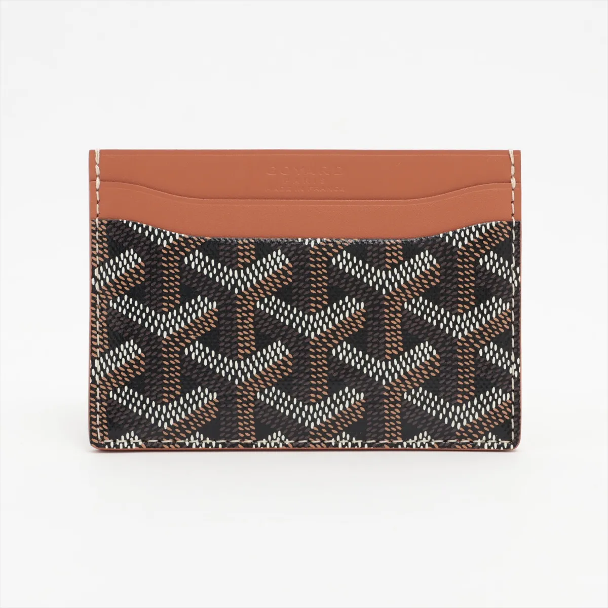 Herringbone Saint-Sulpice PVC x Leather Card Case Brown x Black — view 2