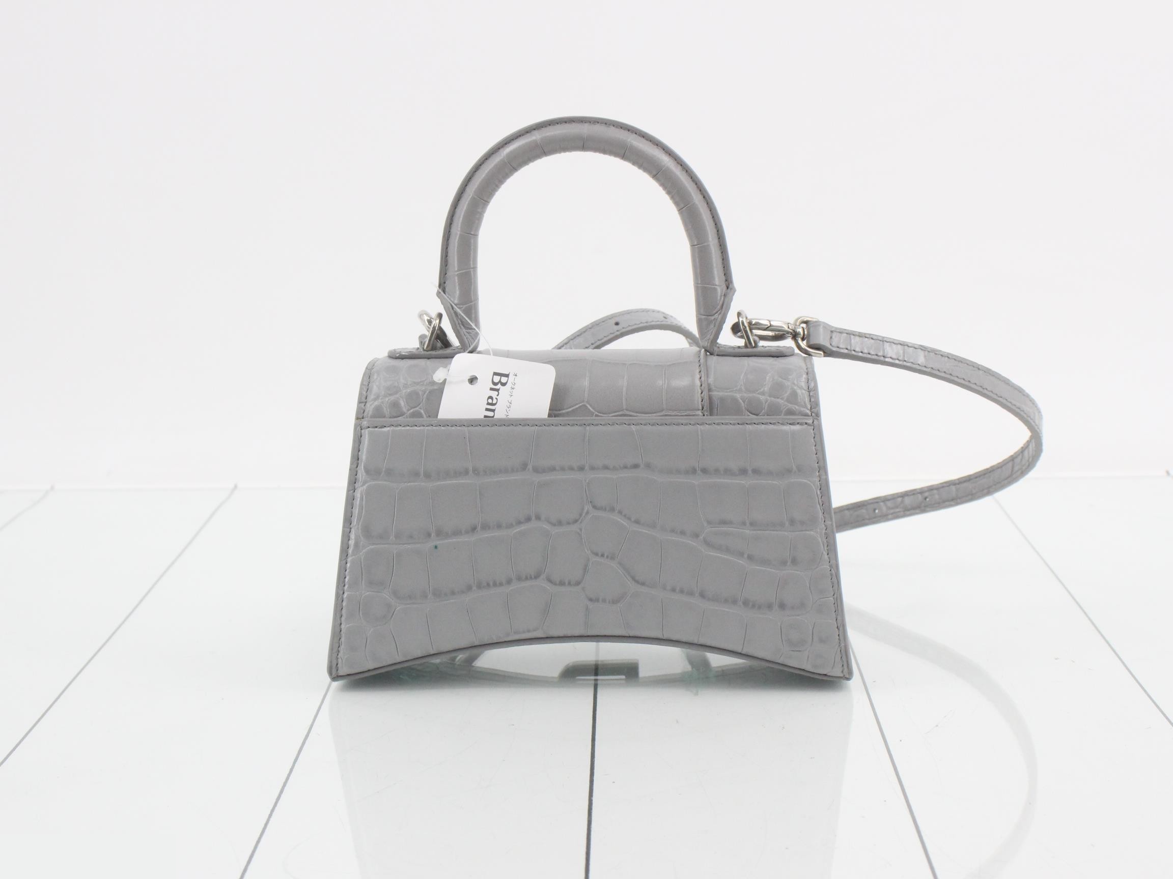 Hourglass XS Handbag, Crocodile Pattern, Gray, 2-Way Shoulder Bag — view 2