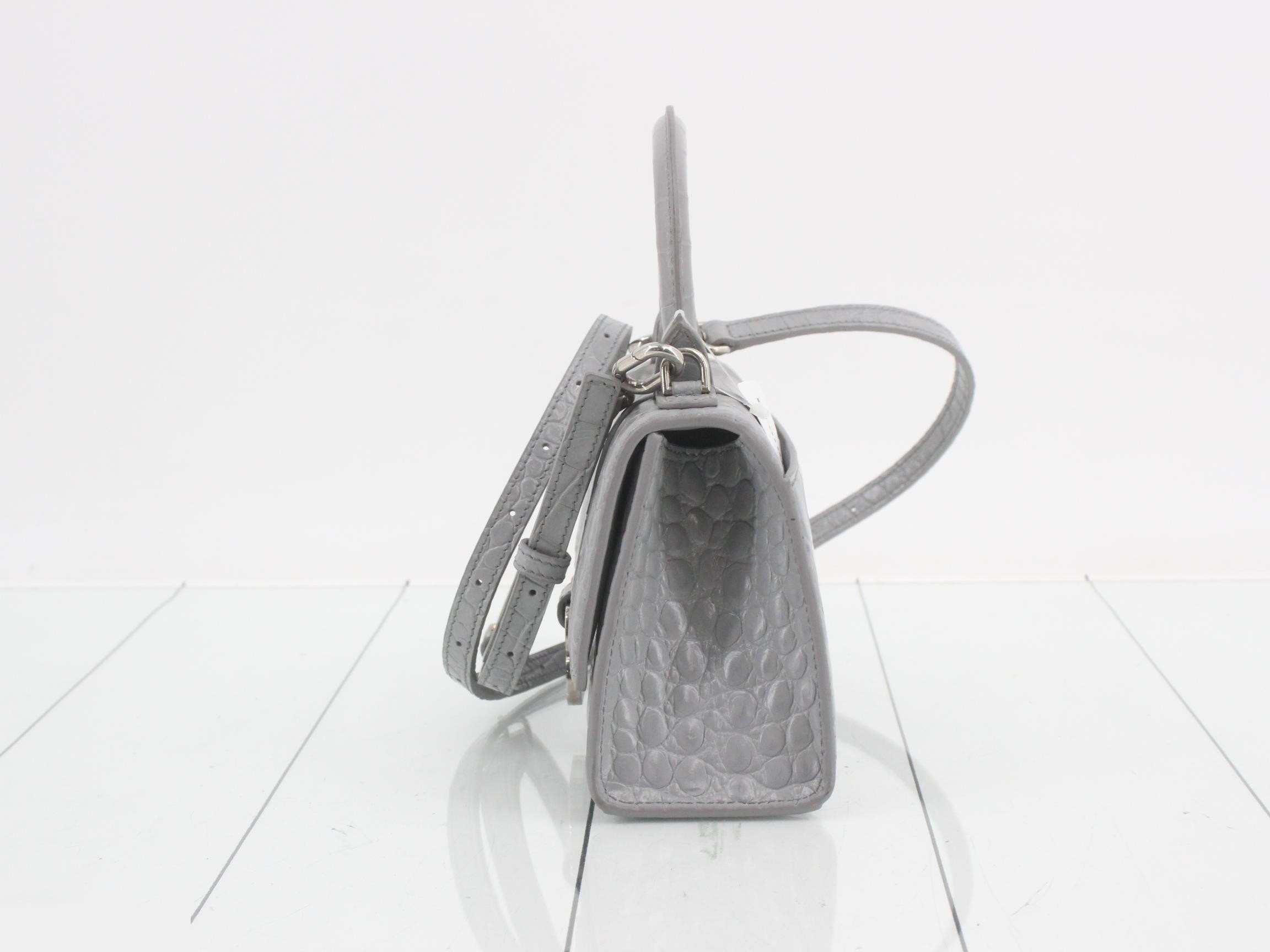 Hourglass XS Handbag, Crocodile Pattern, Gray, 2-Way Shoulder Bag — view 3