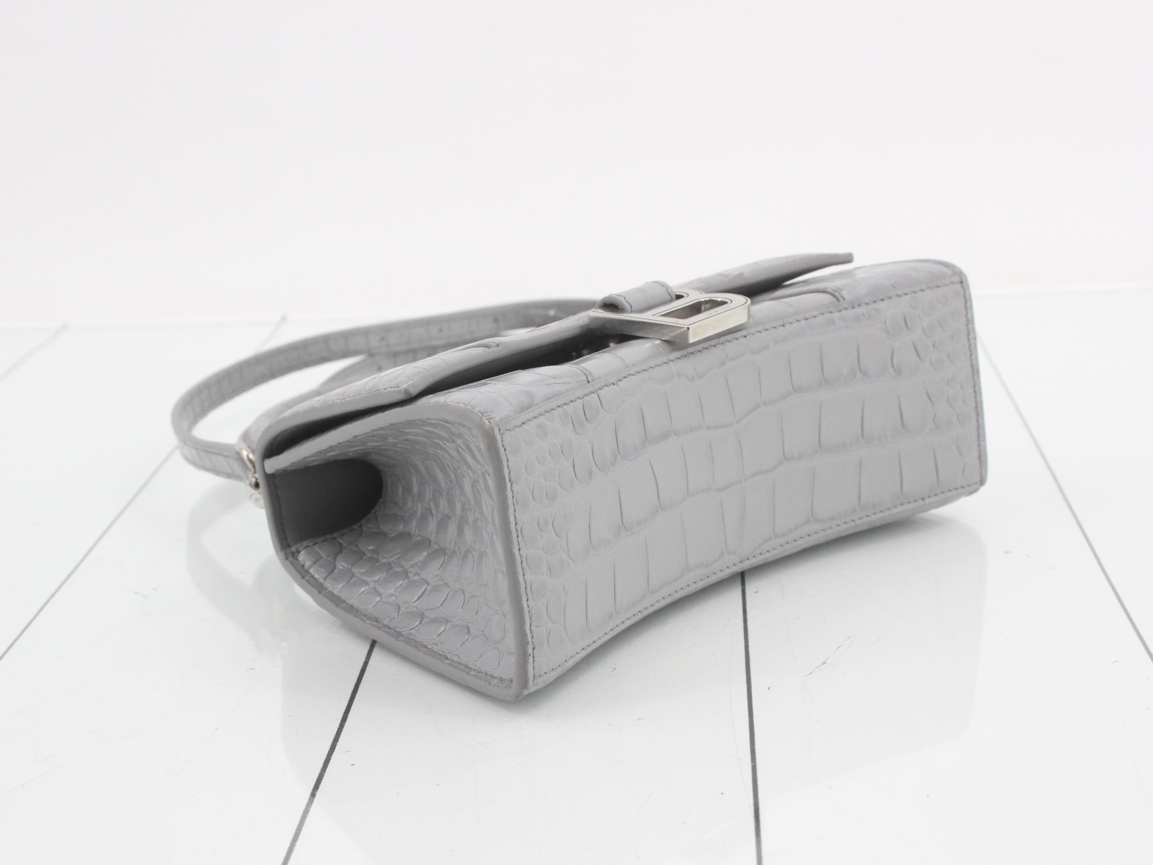 Hourglass XS Handbag, Crocodile Pattern, Gray, 2-Way Shoulder Bag — view 5