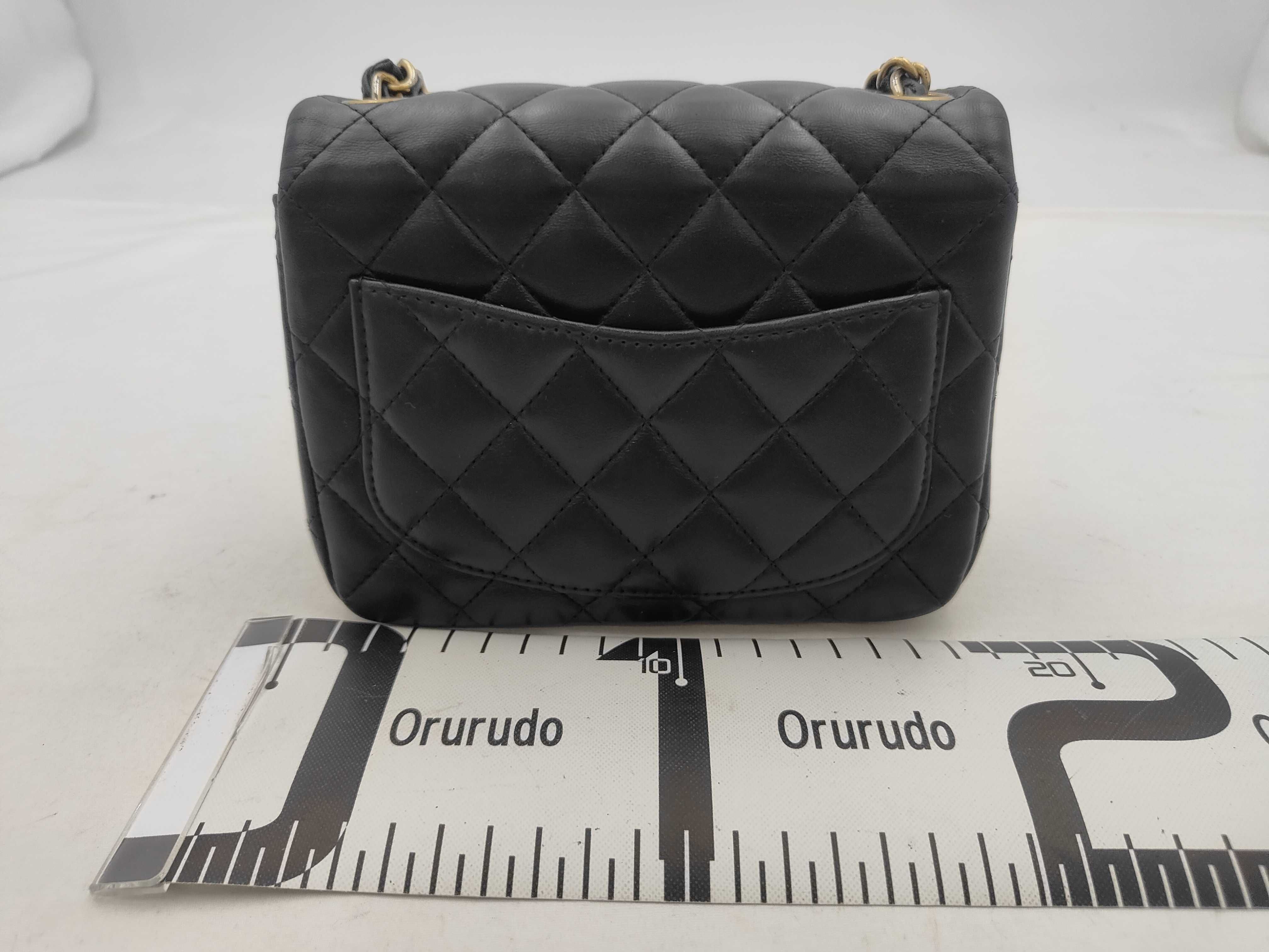 CF Gold Hardware Black Lambskin Square Mini Shoulder Bag — view 2
