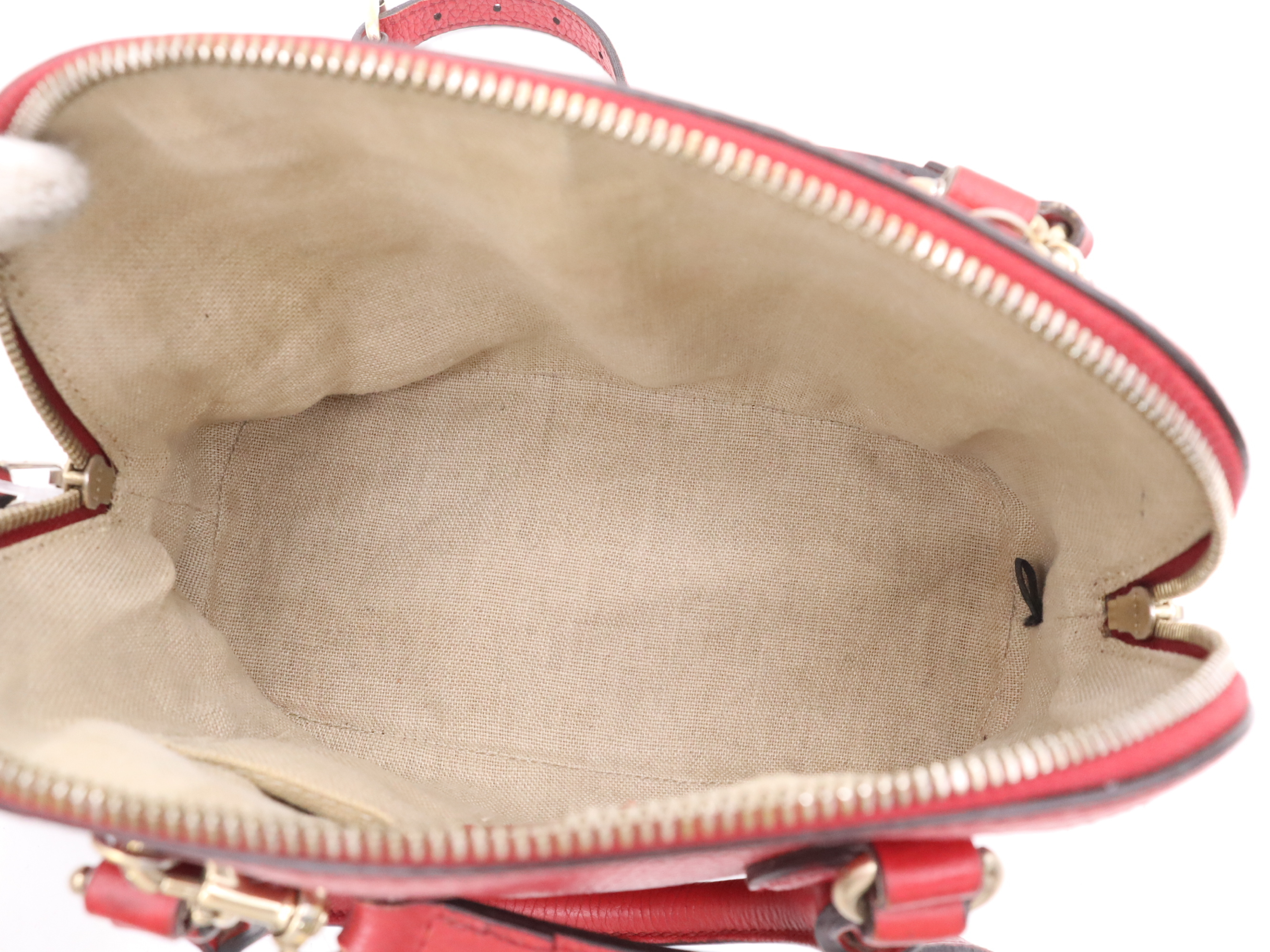 449661 Leather Interlocking G 2-Way Handbag, Red, Gold Hardware, with Shoulder Strap — view 11