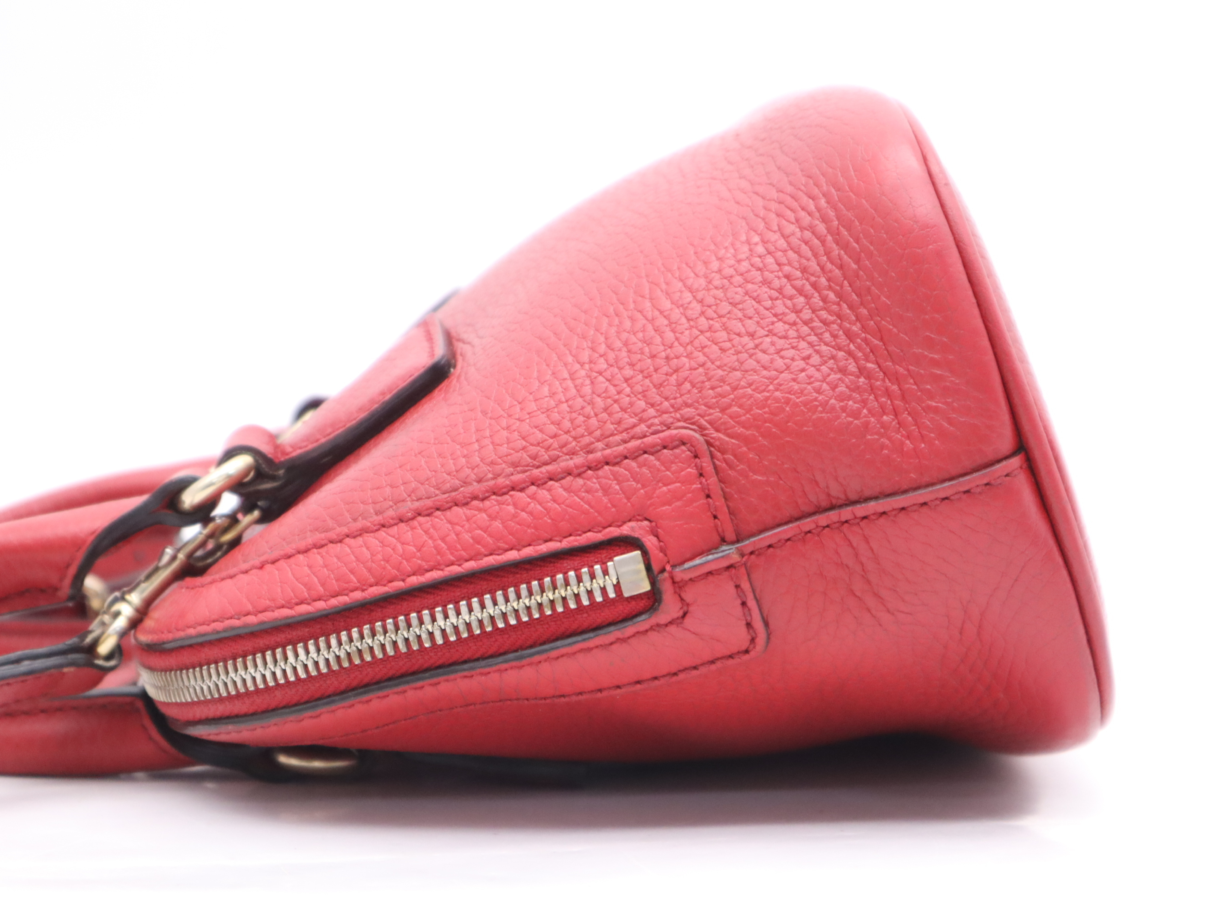 449661 Leather Interlocking G 2-Way Handbag, Red, Gold Hardware, with Shoulder Strap — view 3
