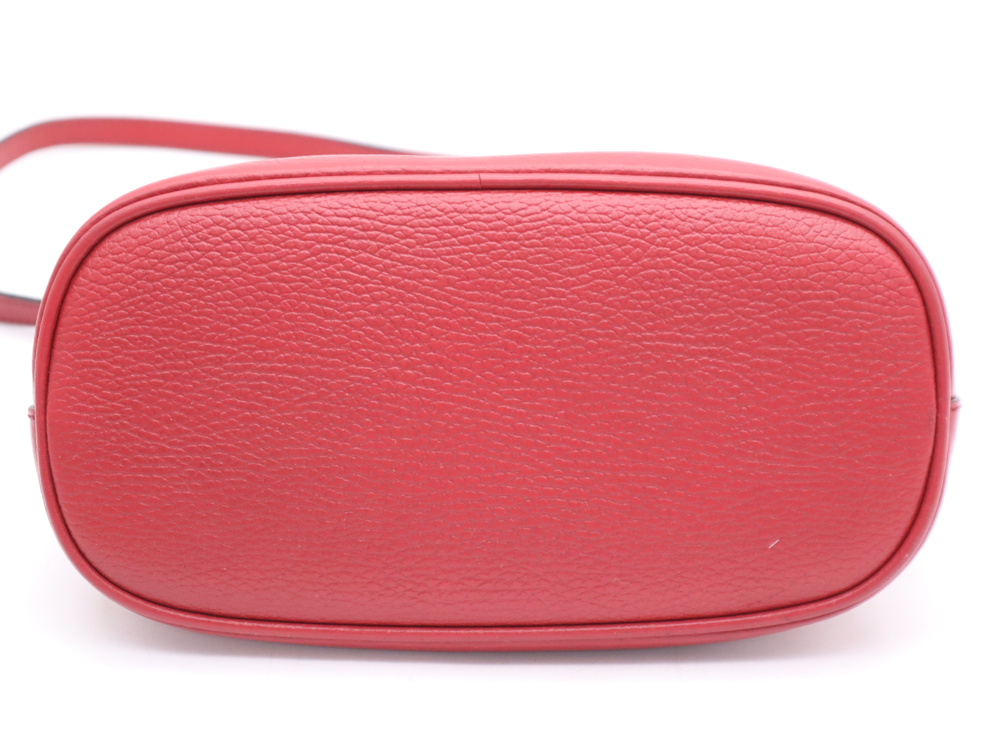 449661 Leather Interlocking G 2-Way Handbag, Red, Gold Hardware, with Shoulder Strap — view 4