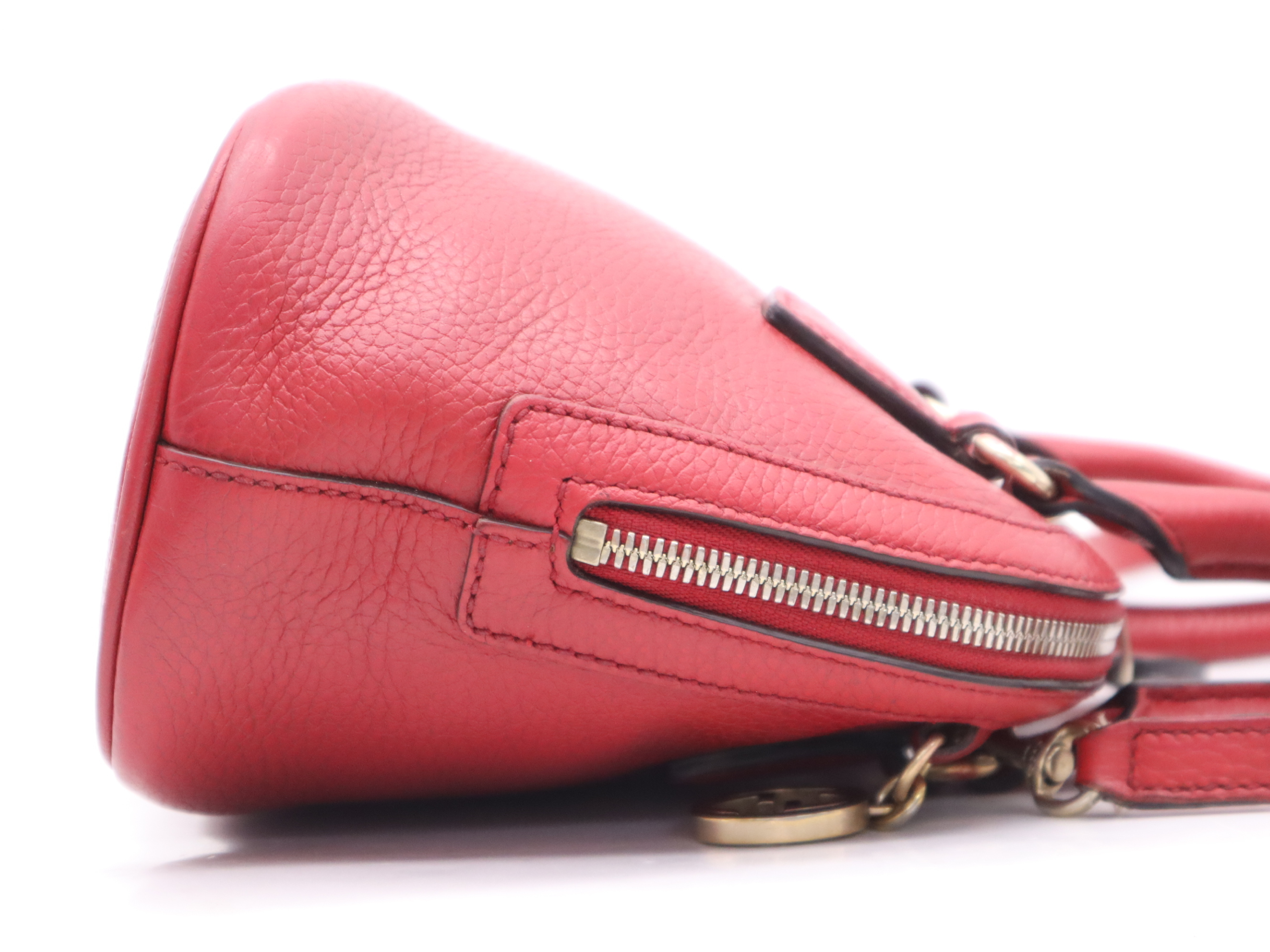 449661 Leather Interlocking G 2-Way Handbag, Red, Gold Hardware, with Shoulder Strap — view 5