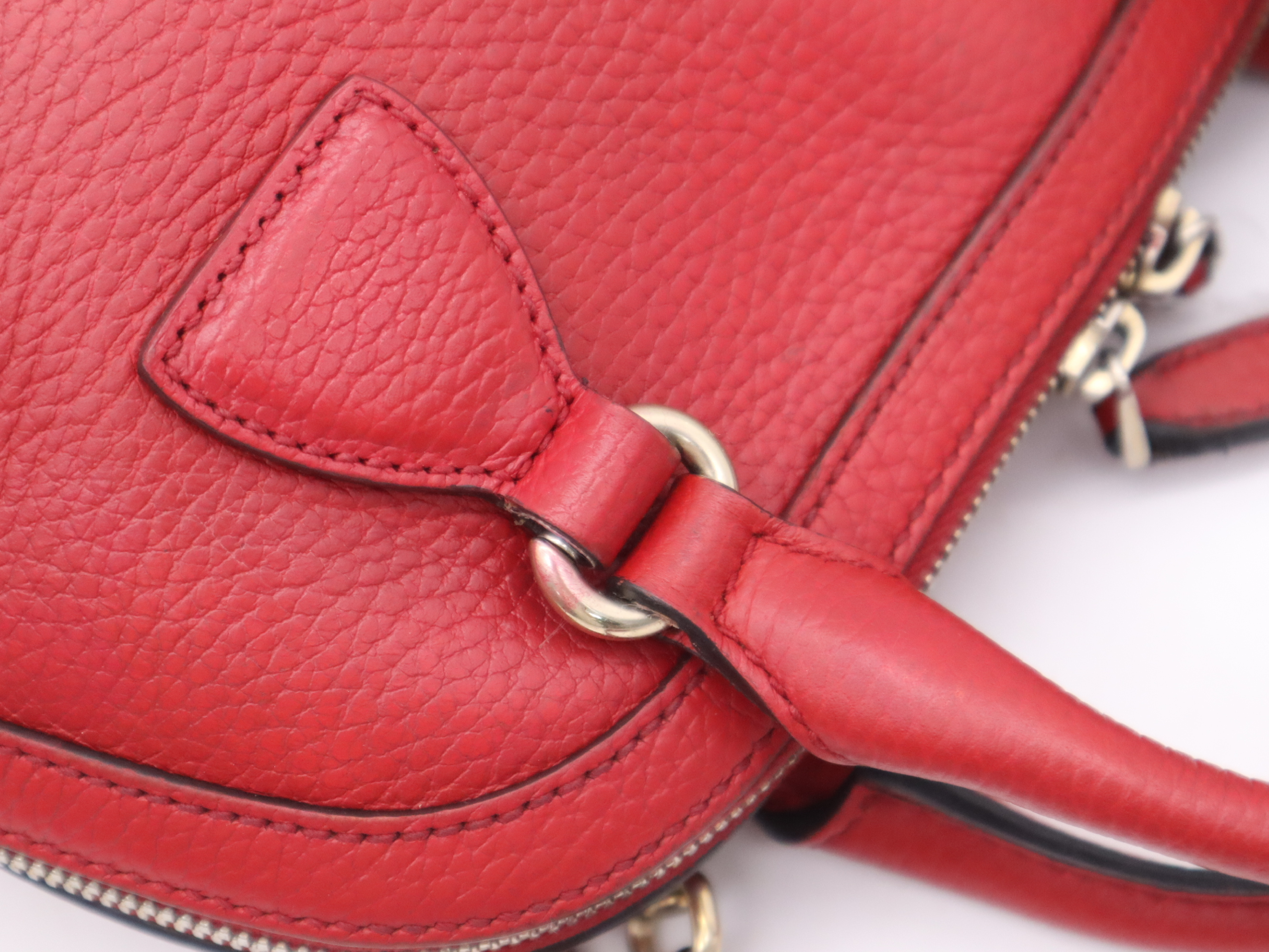 449661 Leather Interlocking G 2-Way Handbag, Red, Gold Hardware, with Shoulder Strap — view 7