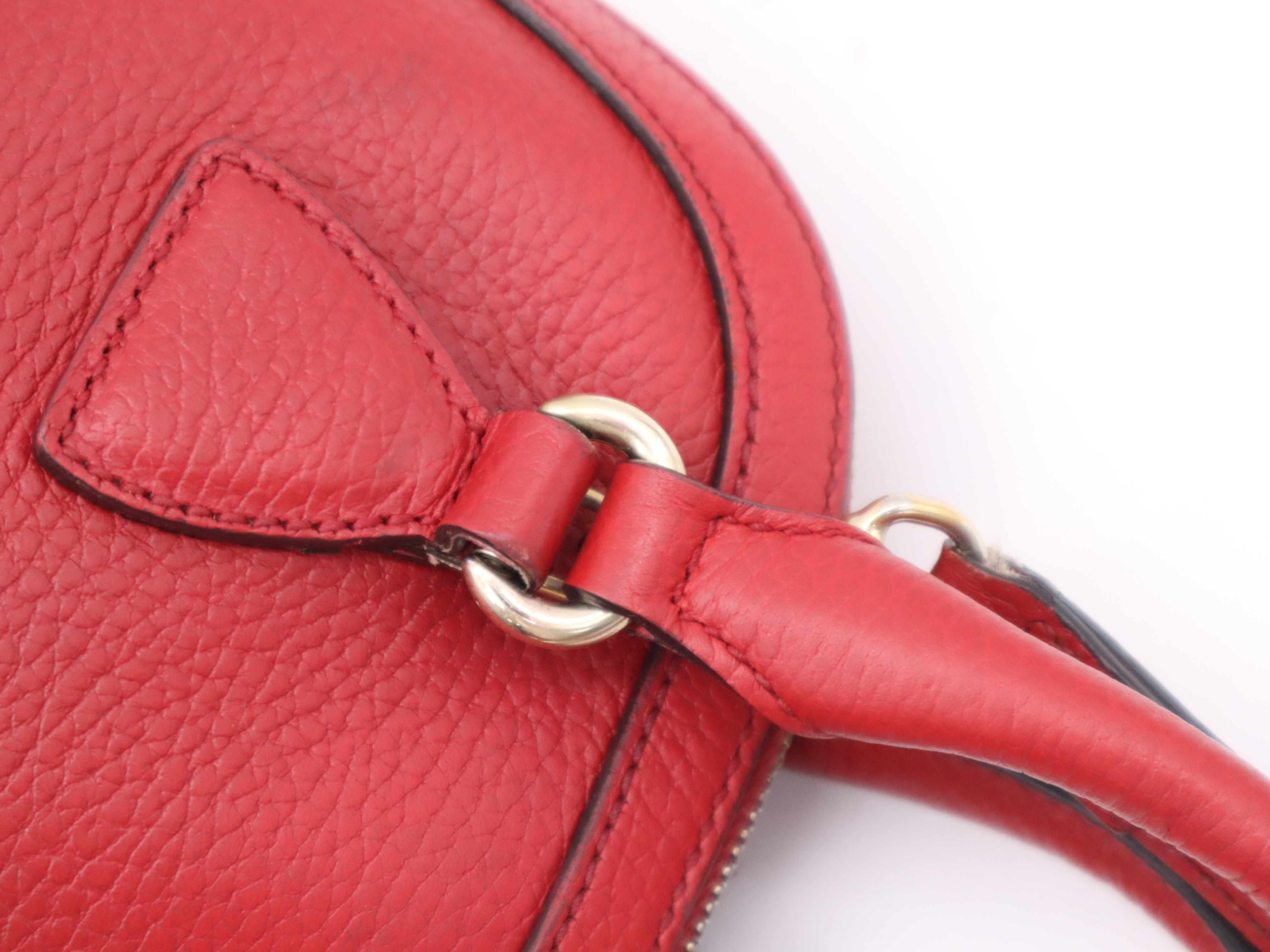 449661 Leather Interlocking G 2-Way Handbag, Red, Gold Hardware, with Shoulder Strap — view 8