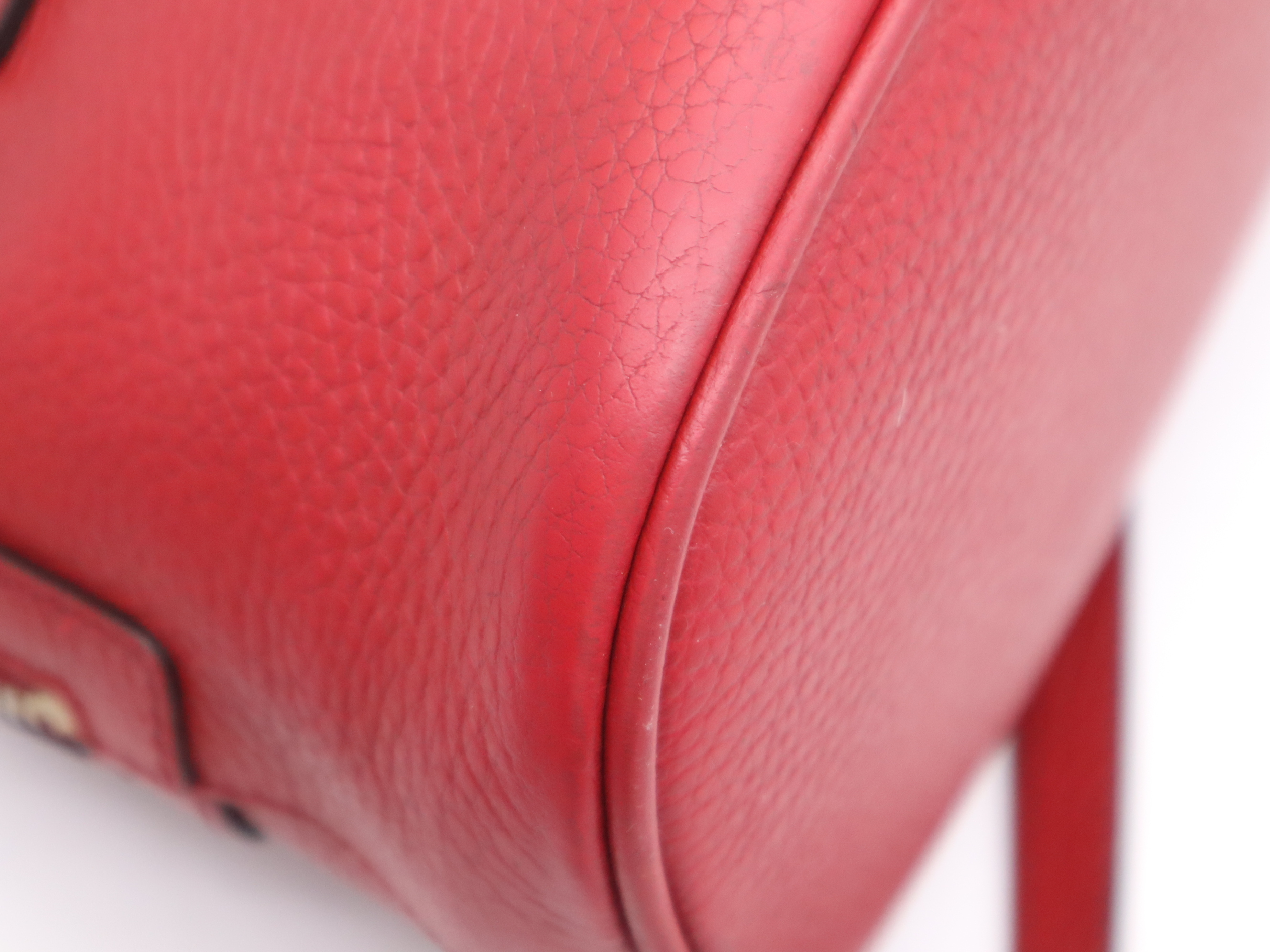 449661 Leather Interlocking G 2-Way Handbag, Red, Gold Hardware, with Shoulder Strap — view 9