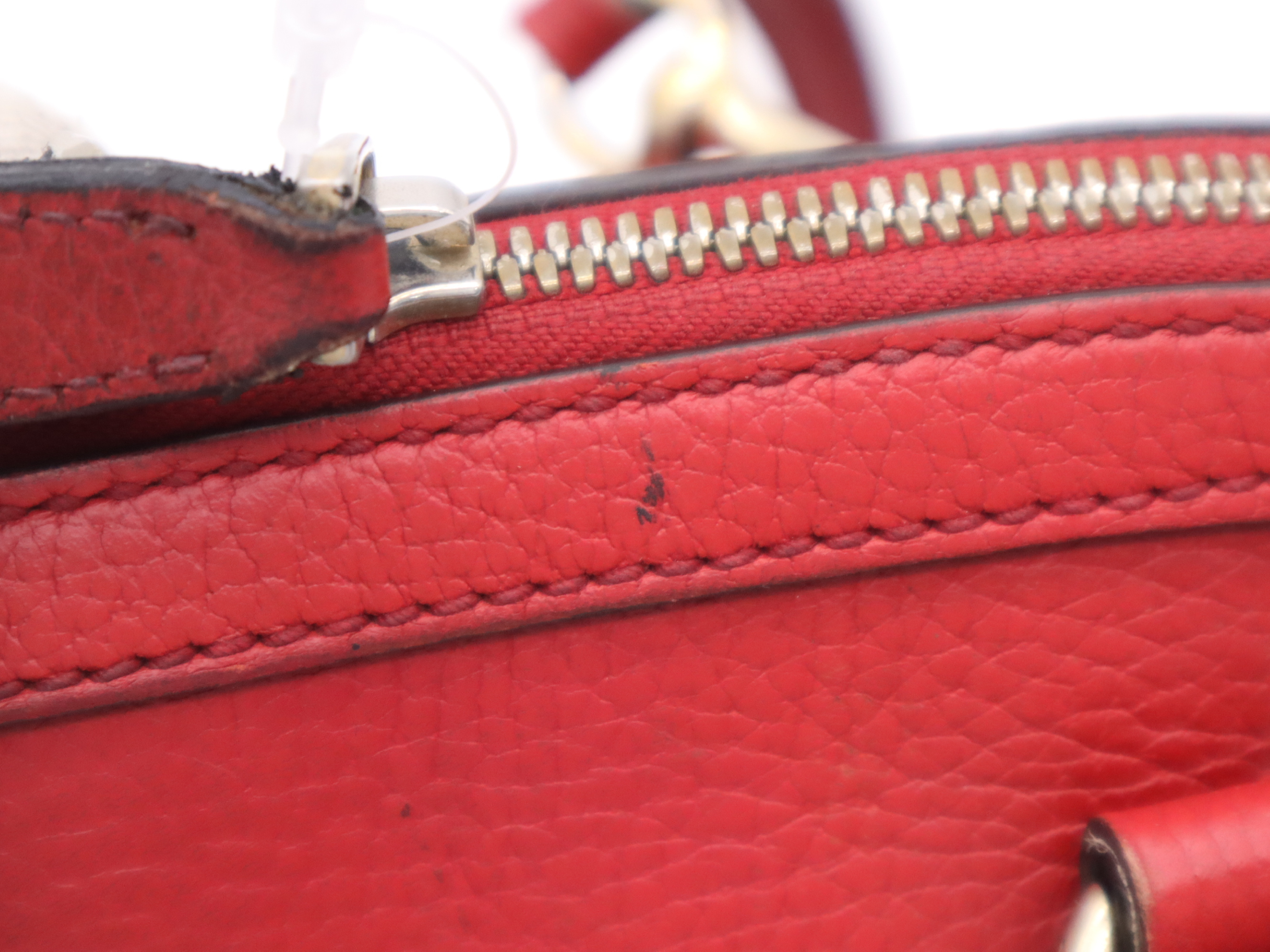 449661 Leather Interlocking G 2-Way Handbag, Red, Gold Hardware, with Shoulder Strap — view 10