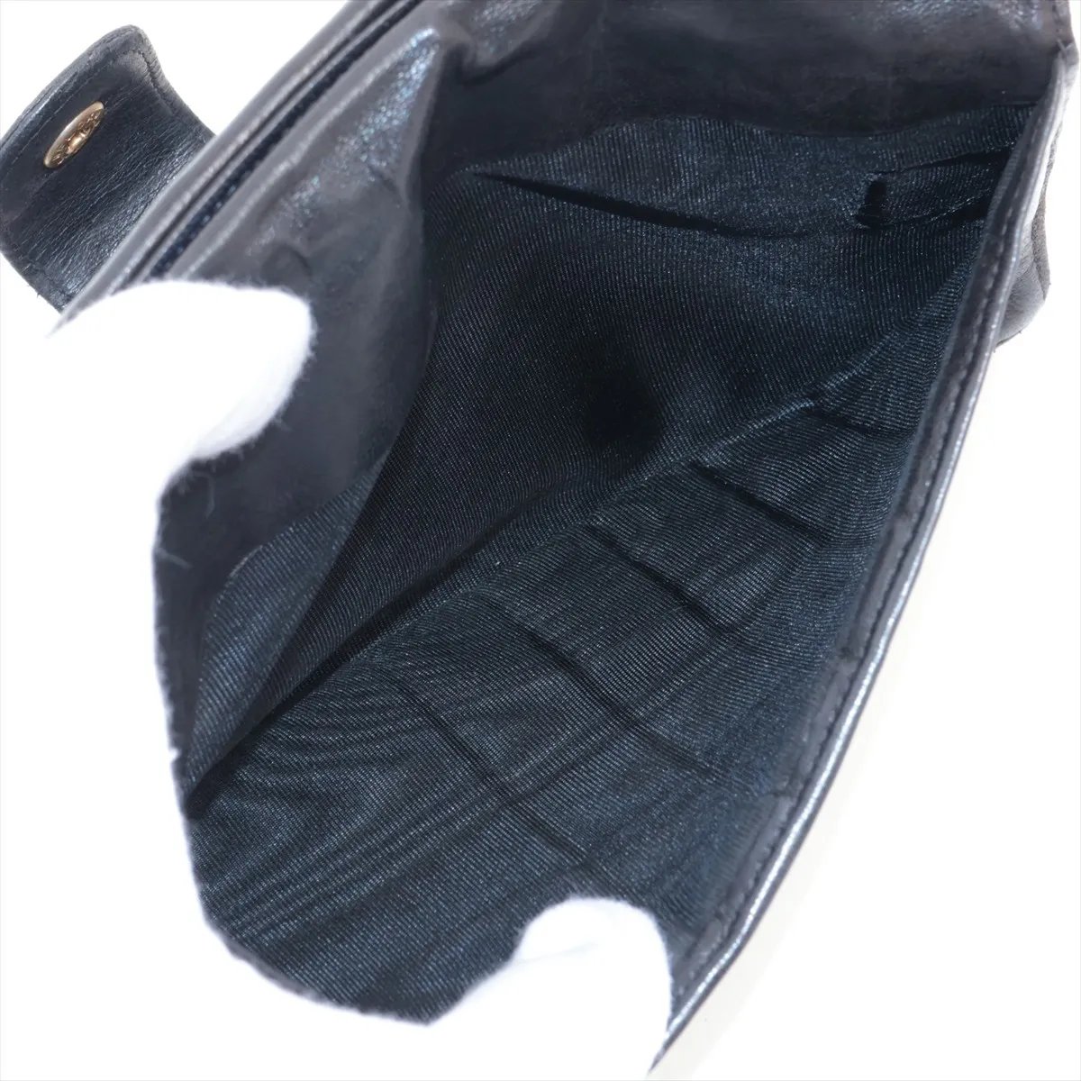 Coco Mark Leather Long Wallet, Black with Gold Hardware. Serial number sticker area has been cut off. — view 5