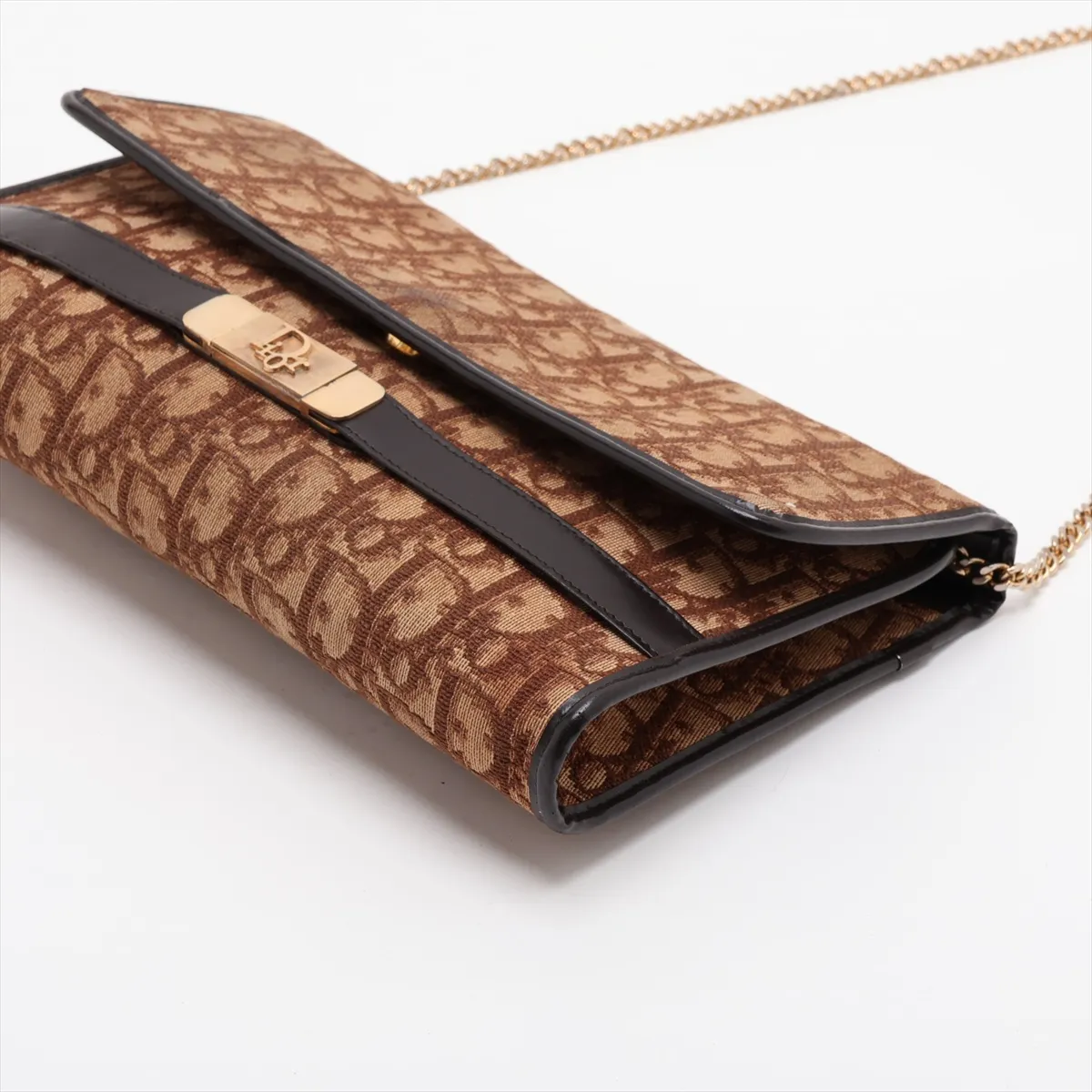 Trotter Canvas Chain Shoulder Bag, Brown — view 3