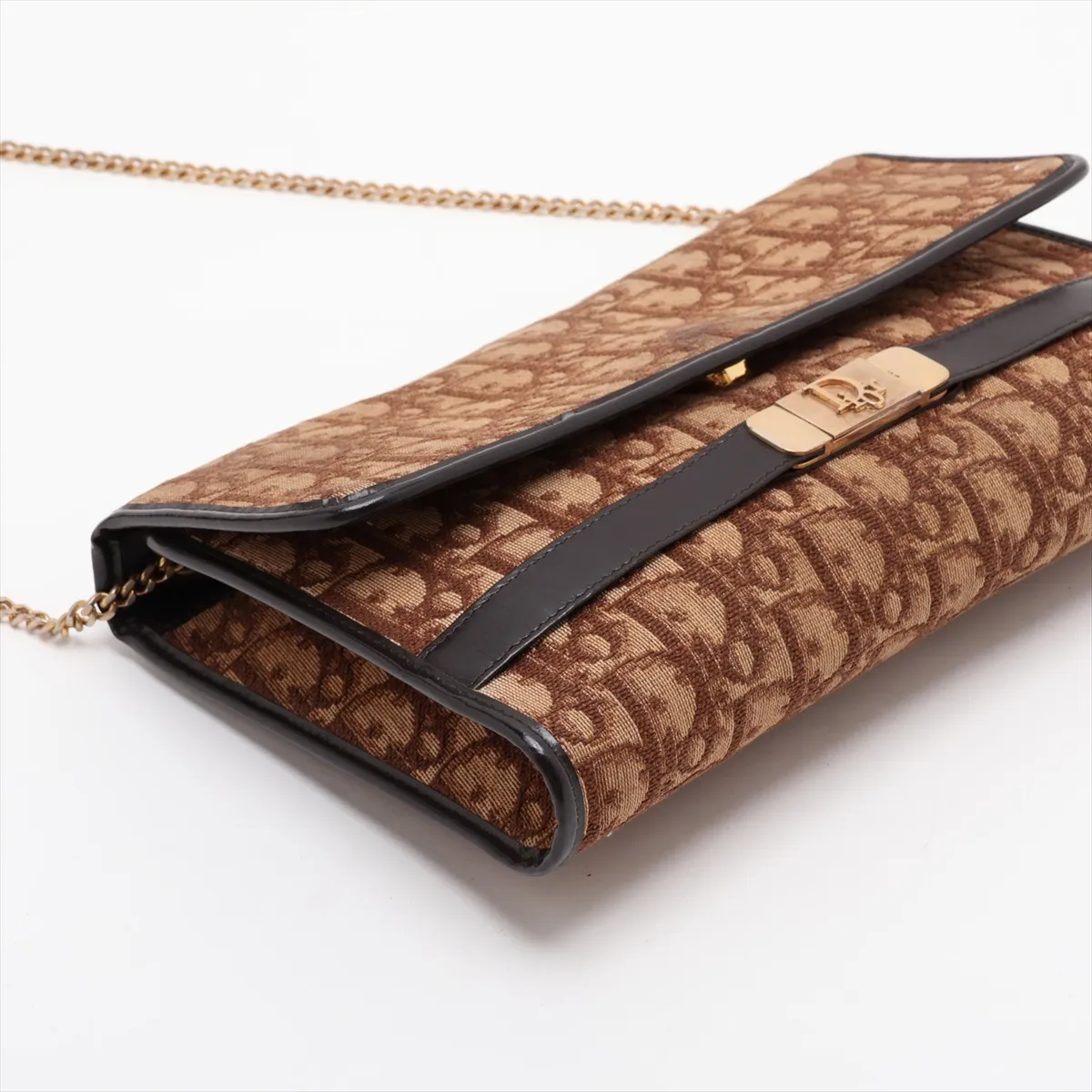 Trotter Canvas Chain Shoulder Bag, Brown — view 4