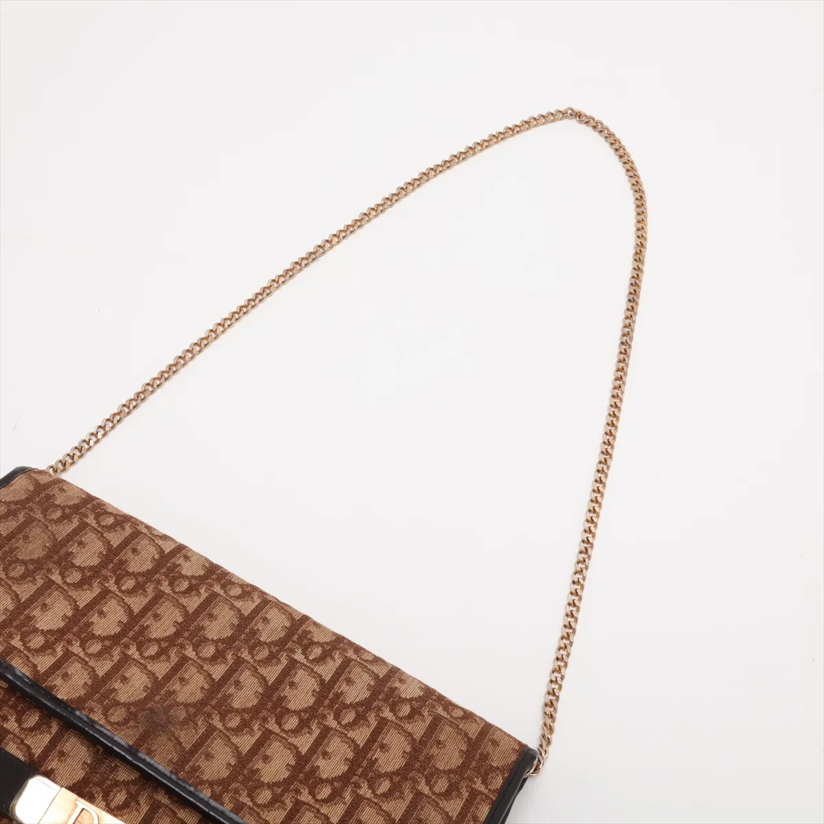 Trotter Canvas Chain Shoulder Bag, Brown — view 5