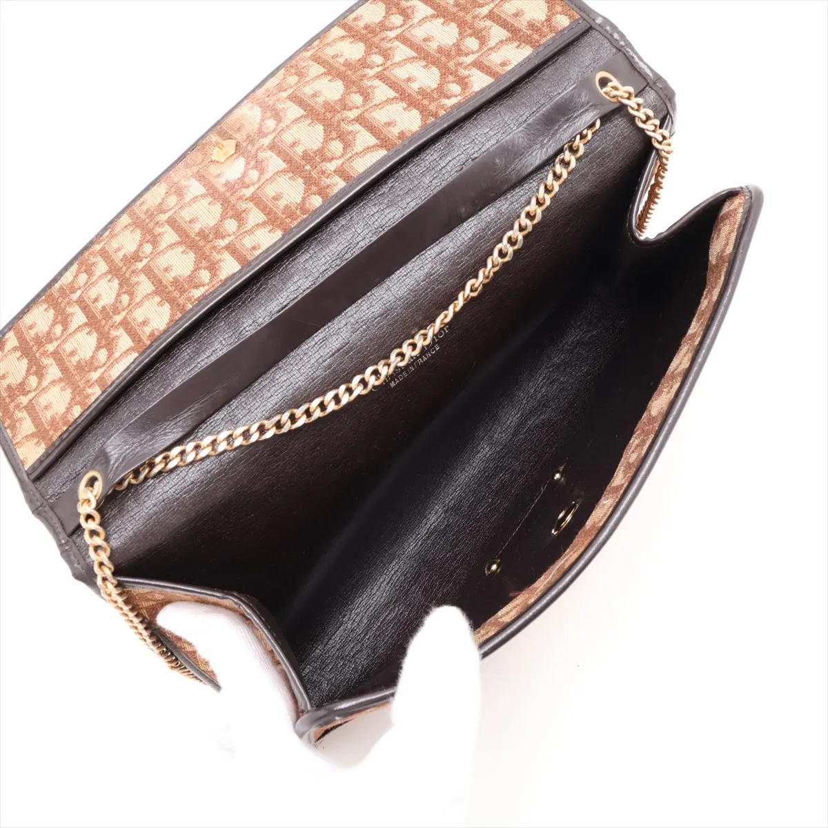 Trotter Canvas Chain Shoulder Bag, Brown — view 6
