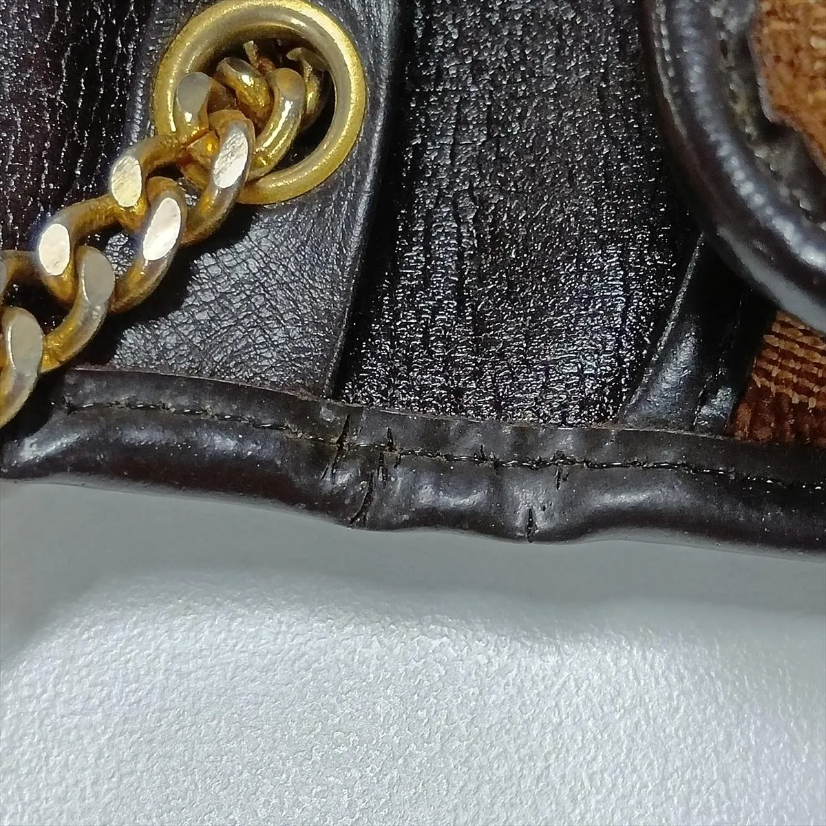 Trotter Canvas Chain Shoulder Bag, Brown — view 9