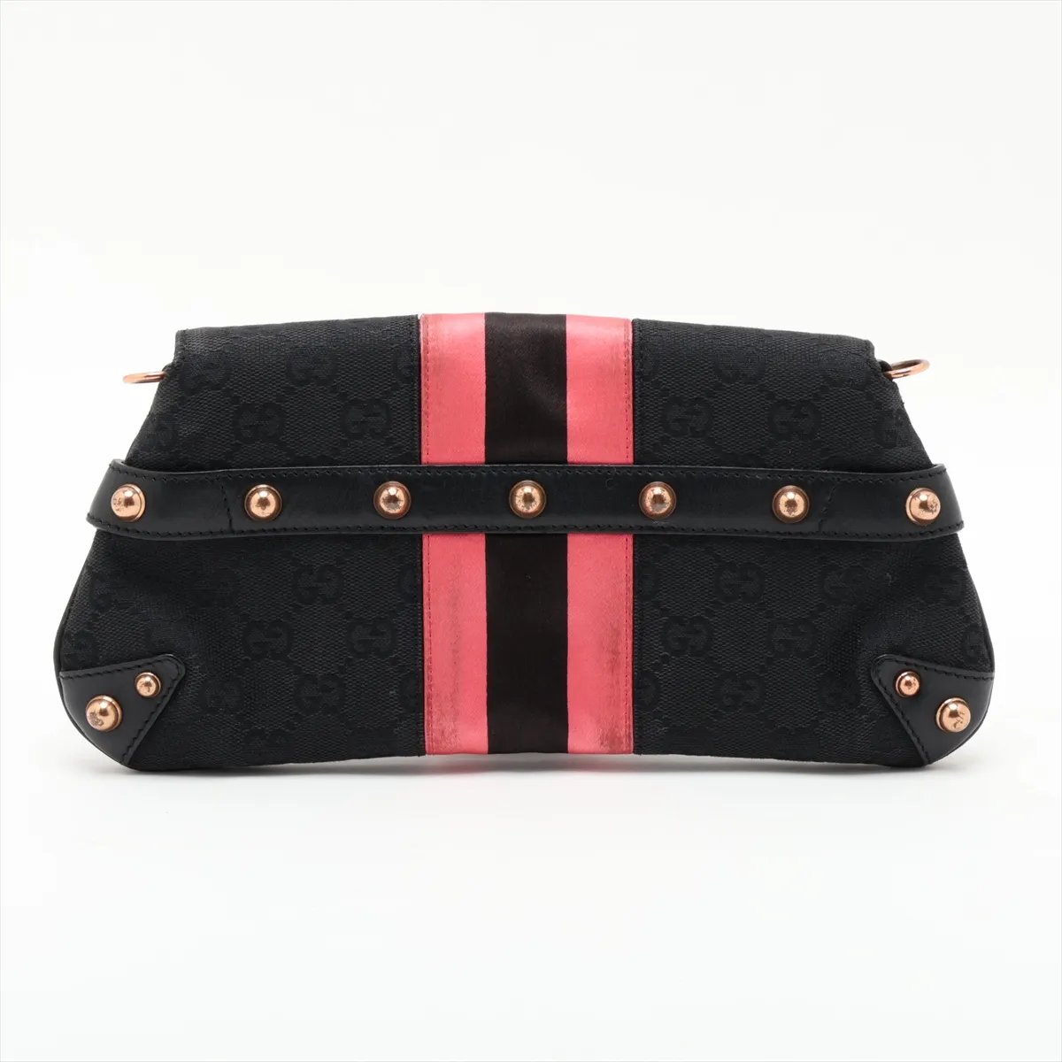 GG Canvas Horsebit 129497 Canvas x Leather Chain Shoulder Bag, Black — view 2