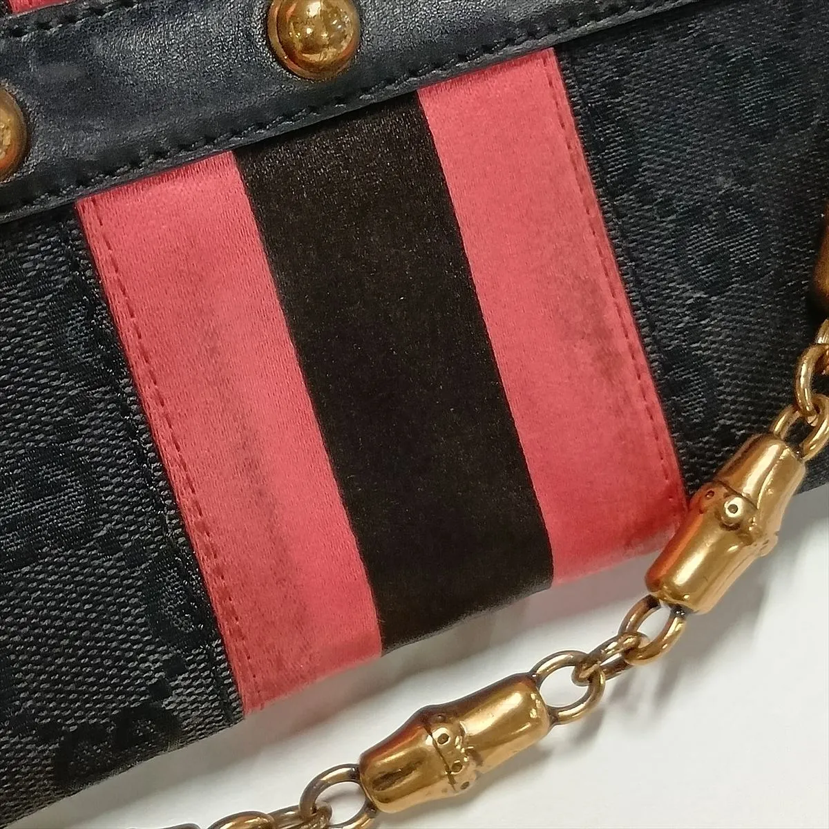 GG Canvas Horsebit 129497 Canvas x Leather Chain Shoulder Bag, Black — view 12