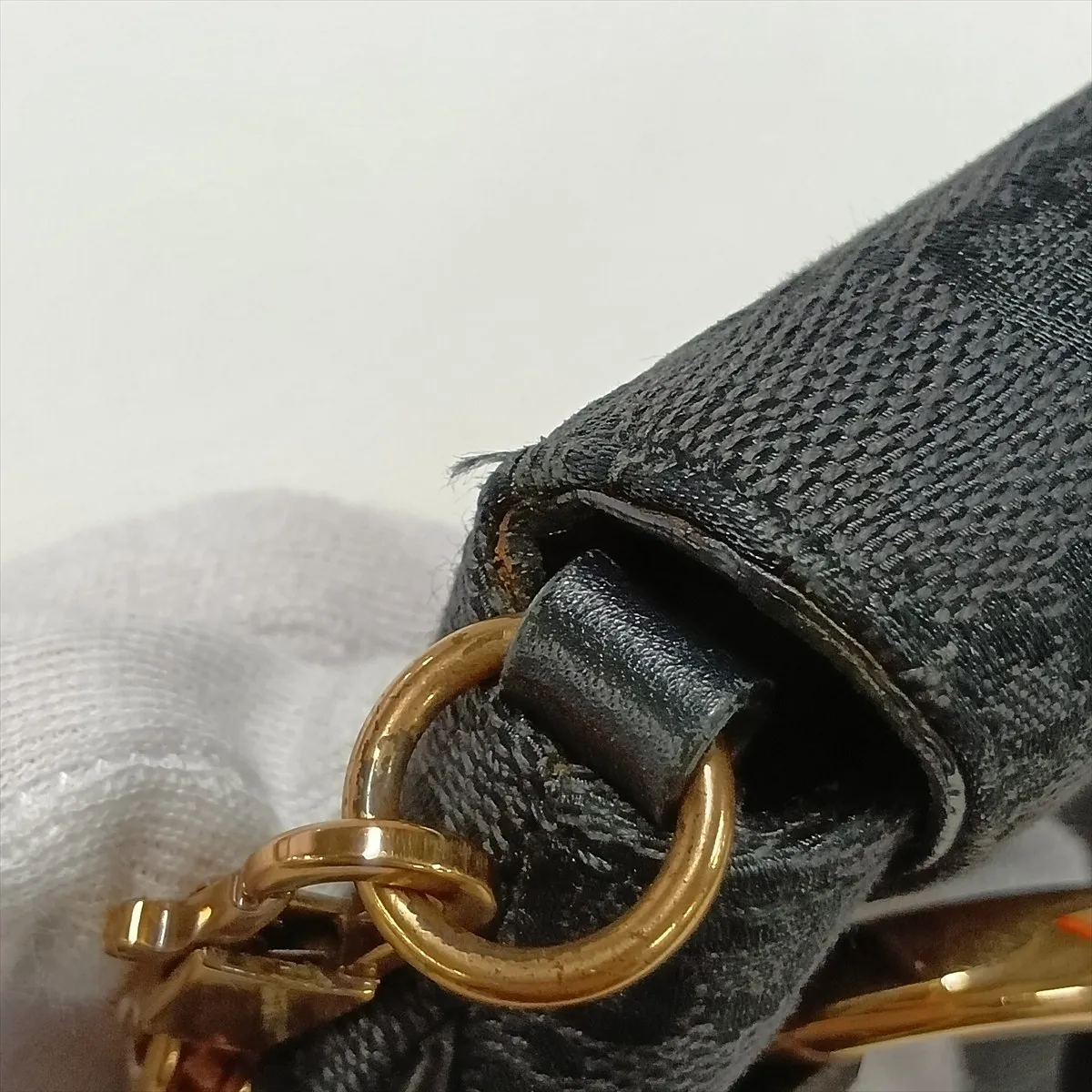 GG Canvas Horsebit 129497 Canvas x Leather Chain Shoulder Bag, Black — view 13