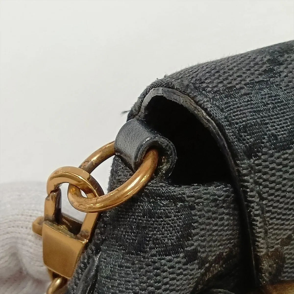 GG Canvas Horsebit 129497 Canvas x Leather Chain Shoulder Bag, Black — view 14