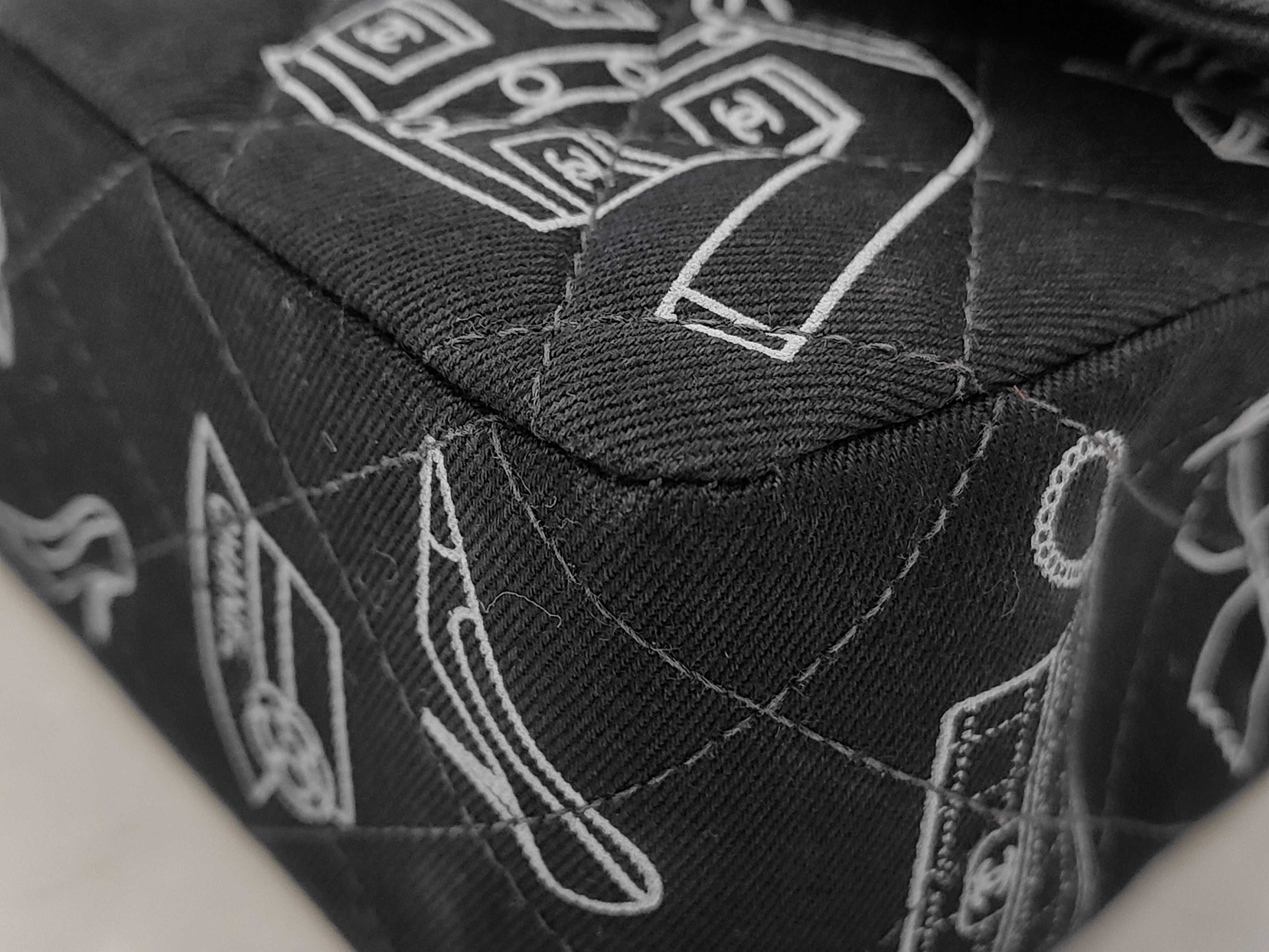 Double Flap Icon Print Canvas Black GP Shoulder Bag — view 6