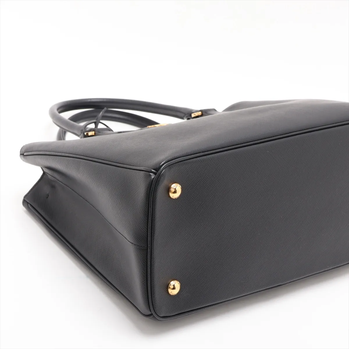 Saffiano Leather 2-Way Handbag, Black — view 4