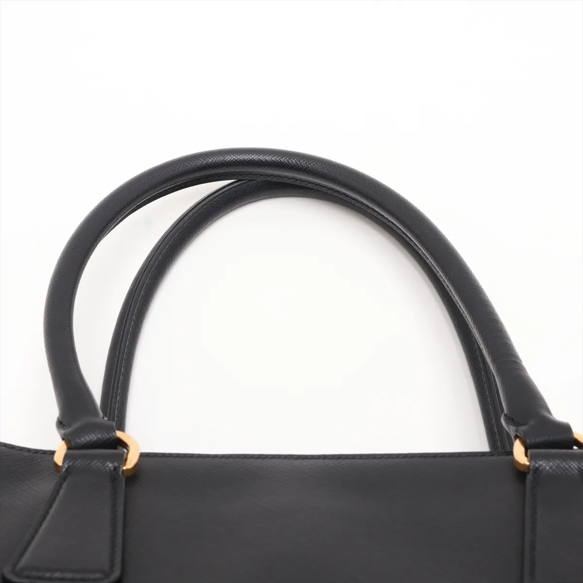 Saffiano Leather 2-Way Handbag, Black — view 6