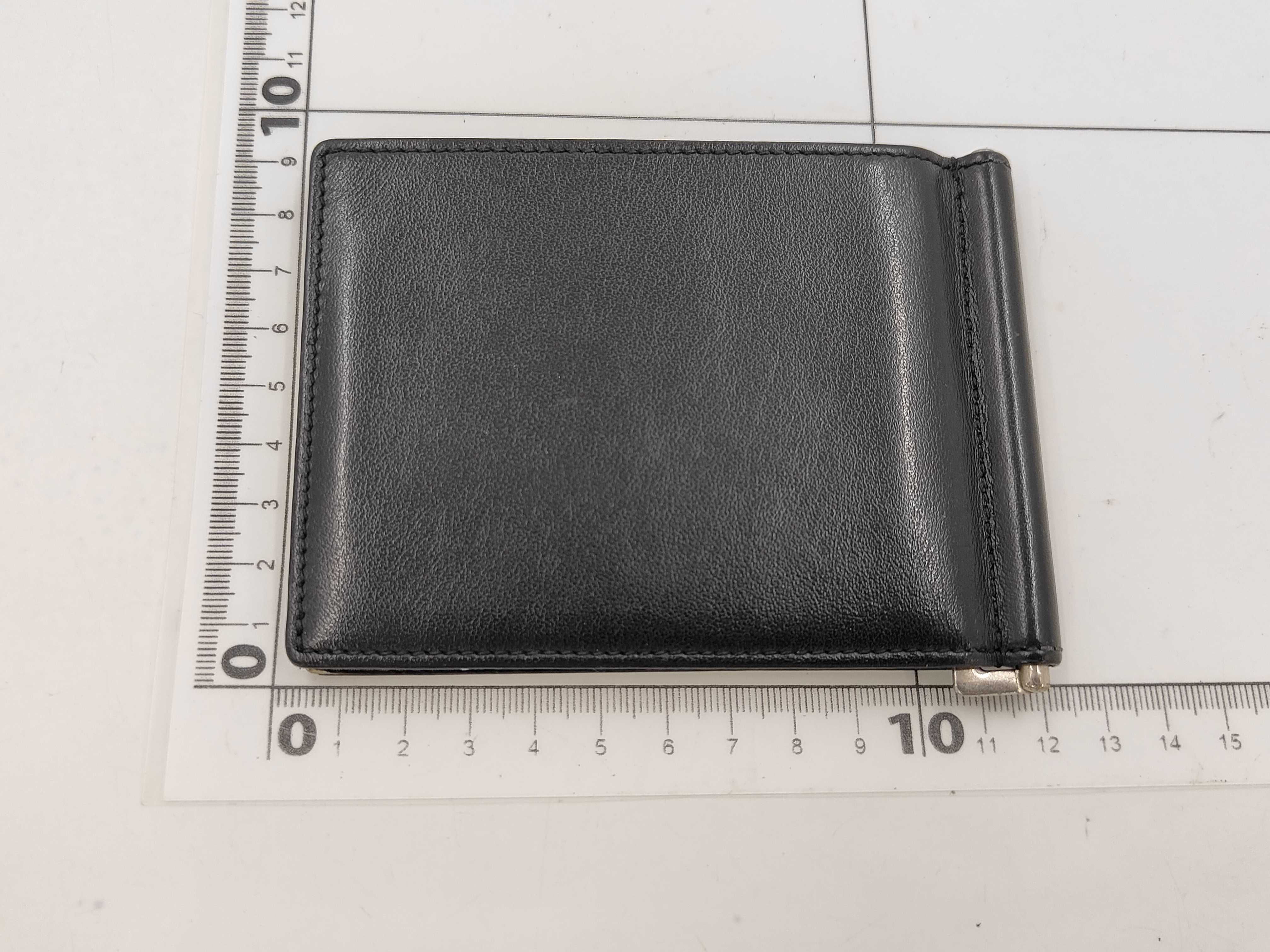 Leather Money Clip, Black, Silver Hardware, Wallet — view 2