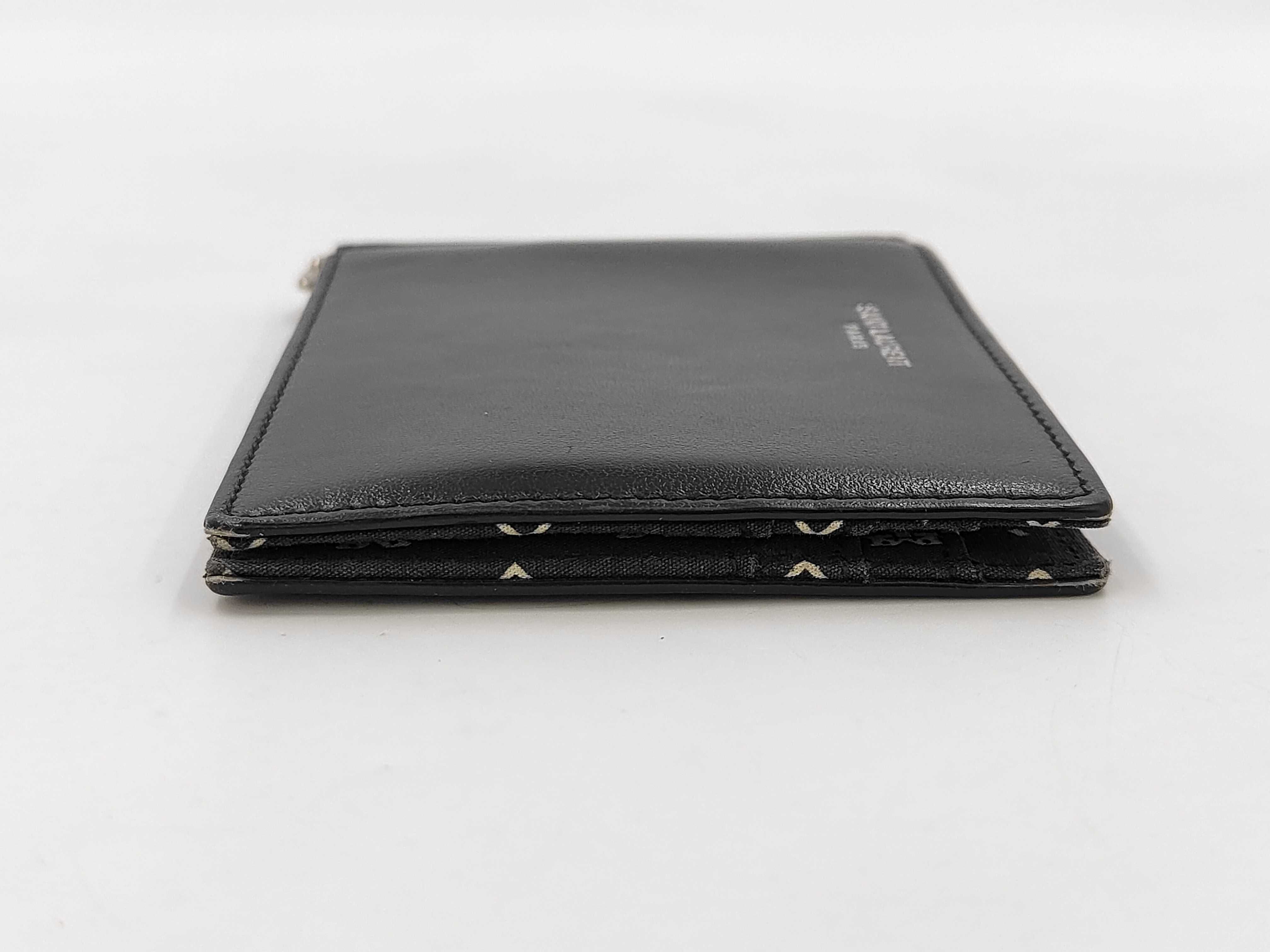 Leather Money Clip, Black, Silver Hardware, Wallet — view 3