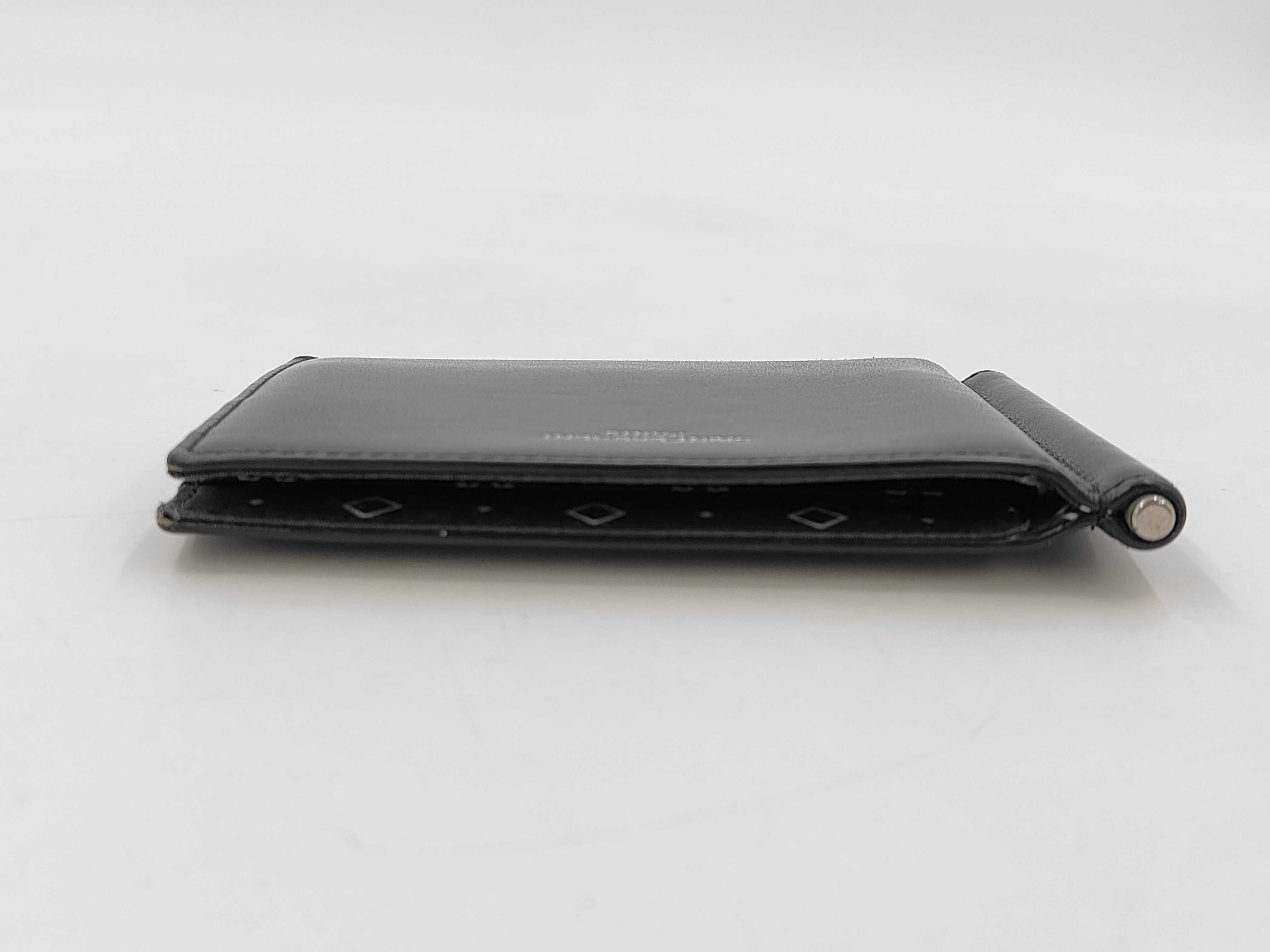 Leather Money Clip, Black, Silver Hardware, Wallet — view 4
