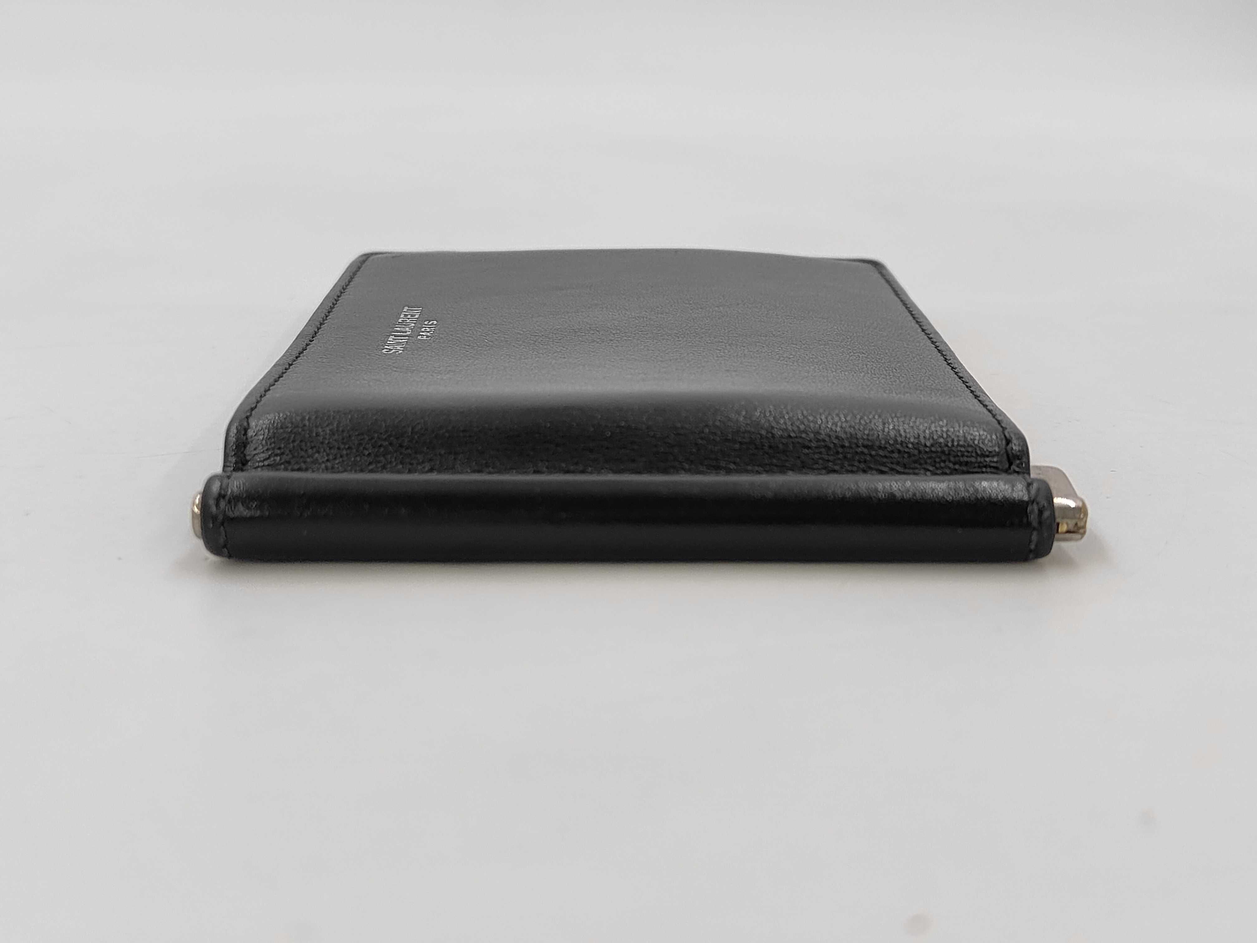 Leather Money Clip, Black, Silver Hardware, Wallet — view 5