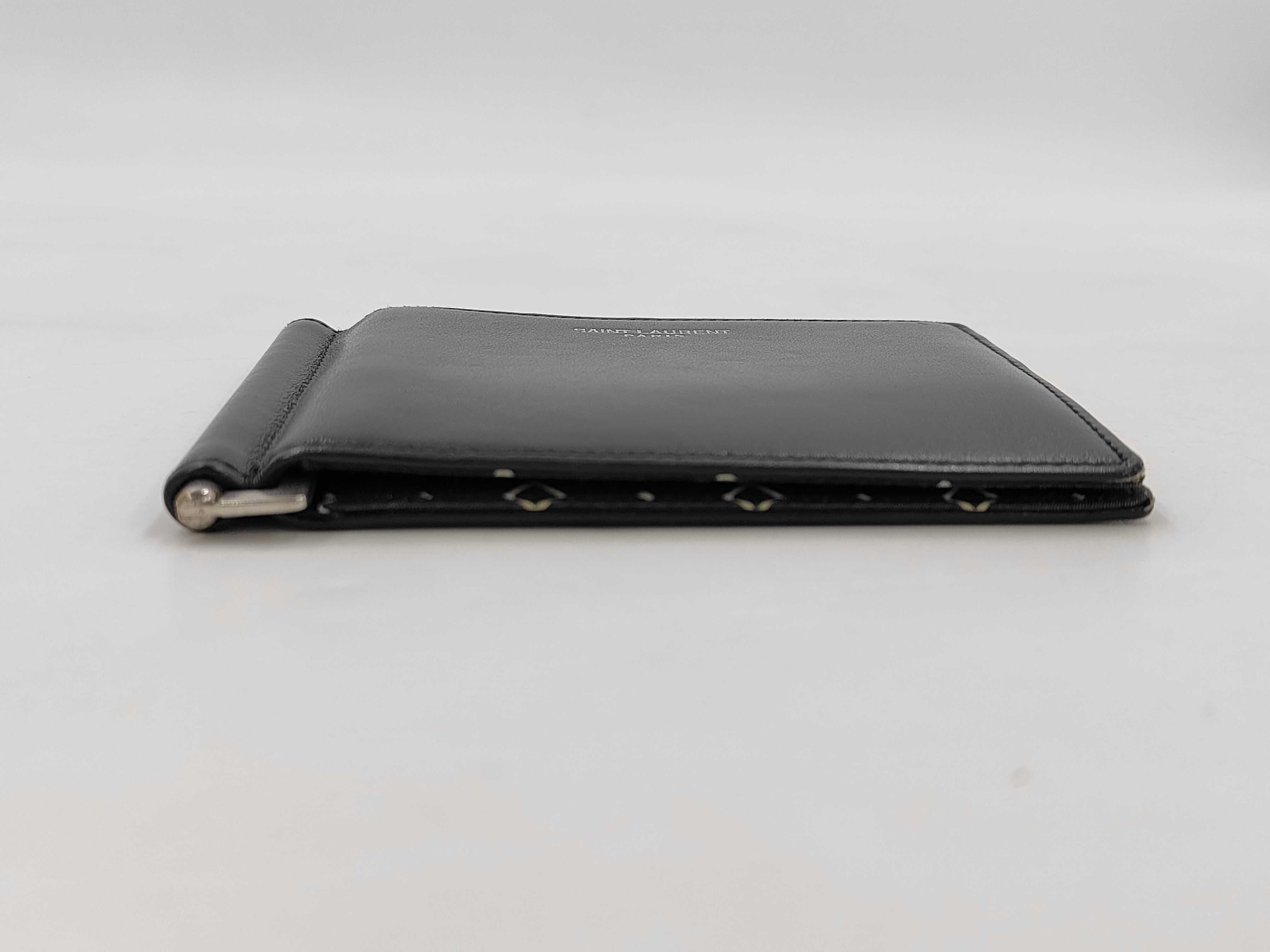 Leather Money Clip, Black, Silver Hardware, Wallet — view 6
