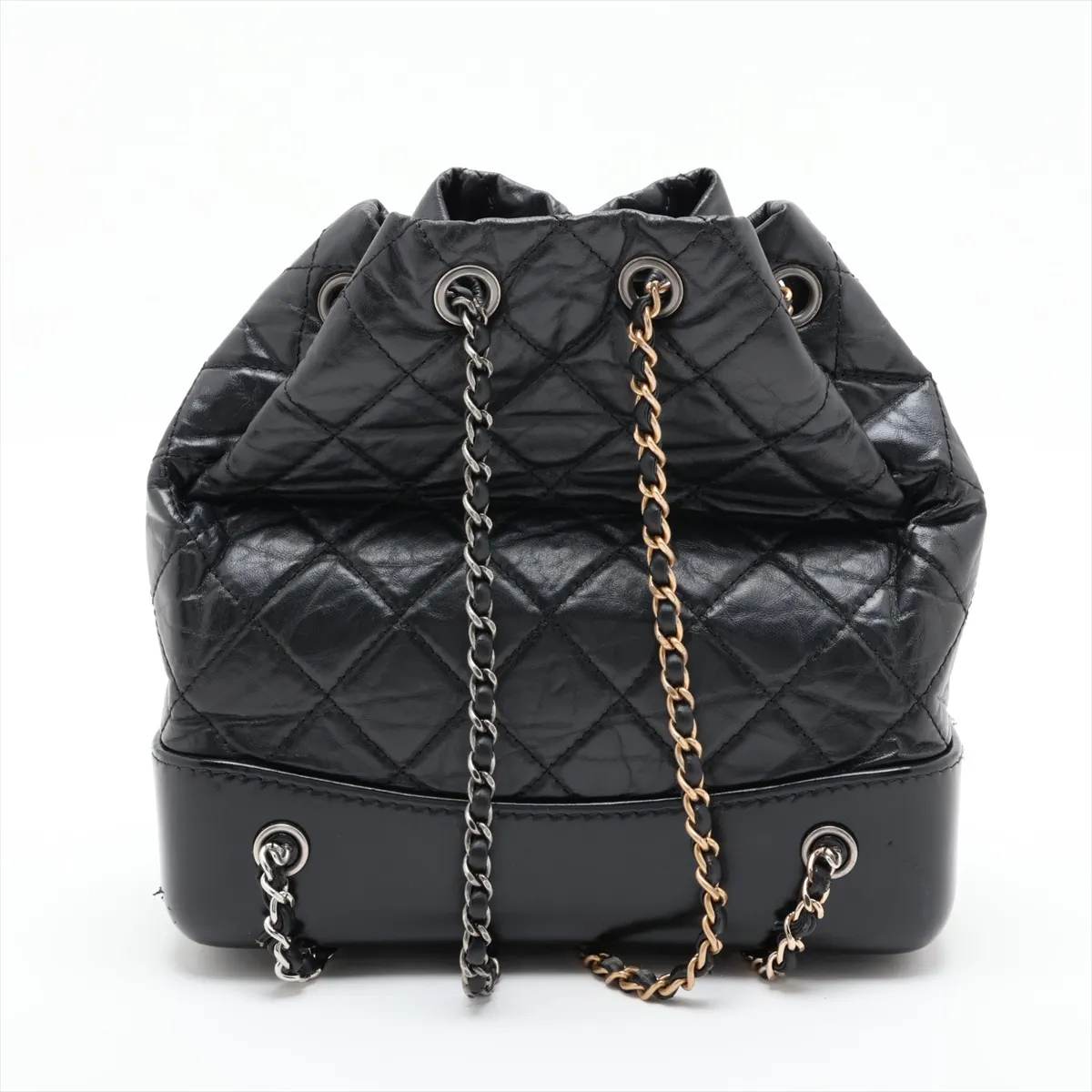 Gabrielle de Chanel Vintage Calfskin Chain Backpack, Black with Gold and Silver Hardware, Item Number 26253669 (Serial Number in the 26 range) — view 2