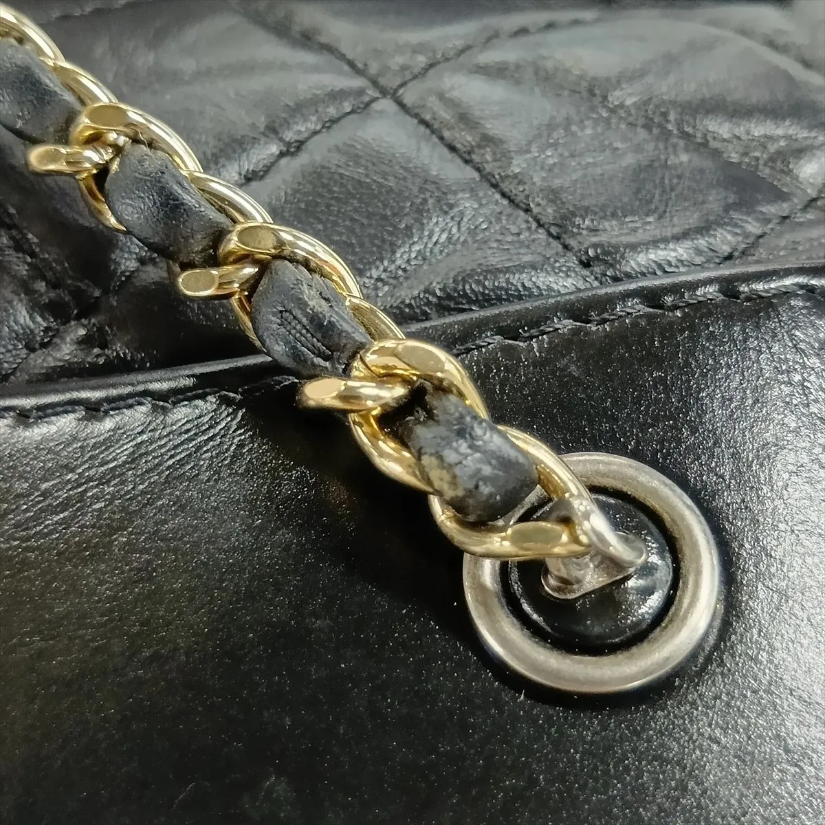 Gabrielle de Chanel Vintage Calfskin Chain Backpack, Black with Gold and Silver Hardware, Item Number 26253669 (Serial Number in the 26 range) — view 13