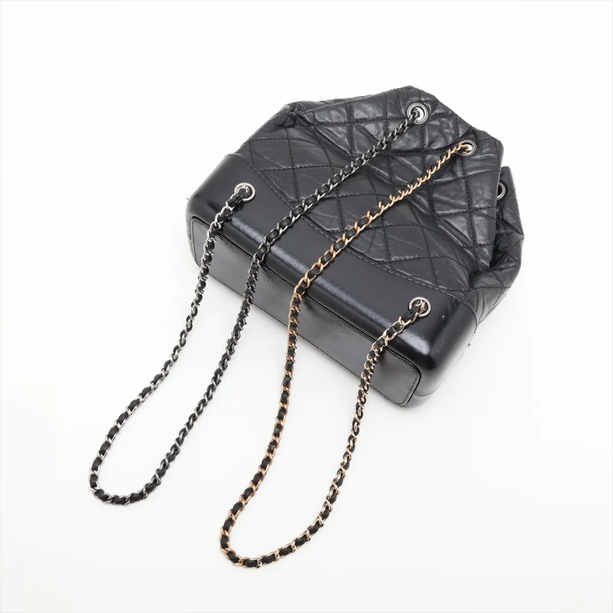Gabrielle de Chanel Vintage Calfskin Chain Backpack, Black with Gold and Silver Hardware, Item Number 26253669 (Serial Number in the 26 range) — view 5