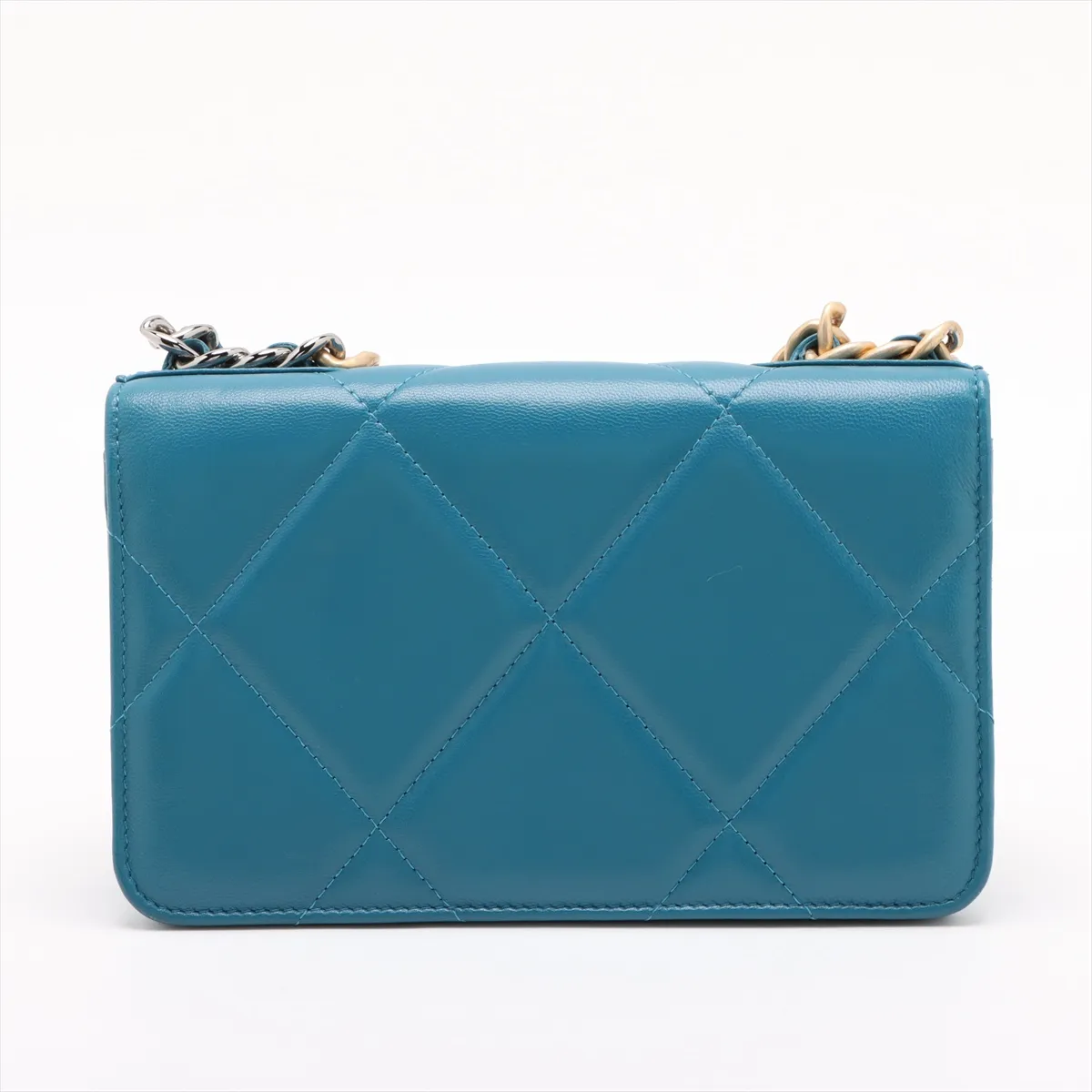 19 Lambskin Chain Wallet Blue Gold x Silver Hardware 28723293 No. 28 — view 2