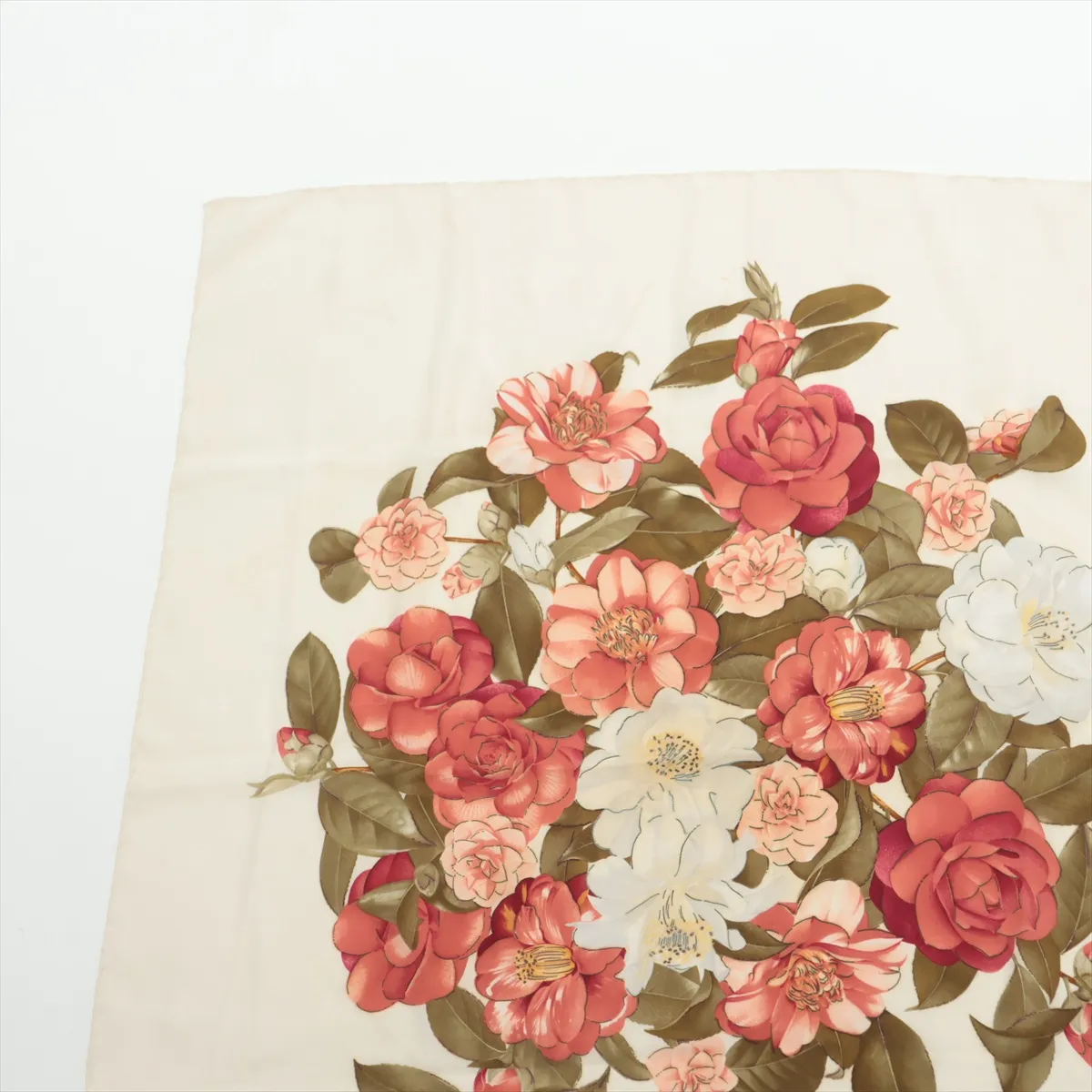 Camellia Scarf, Silk, Ivory, — view 2