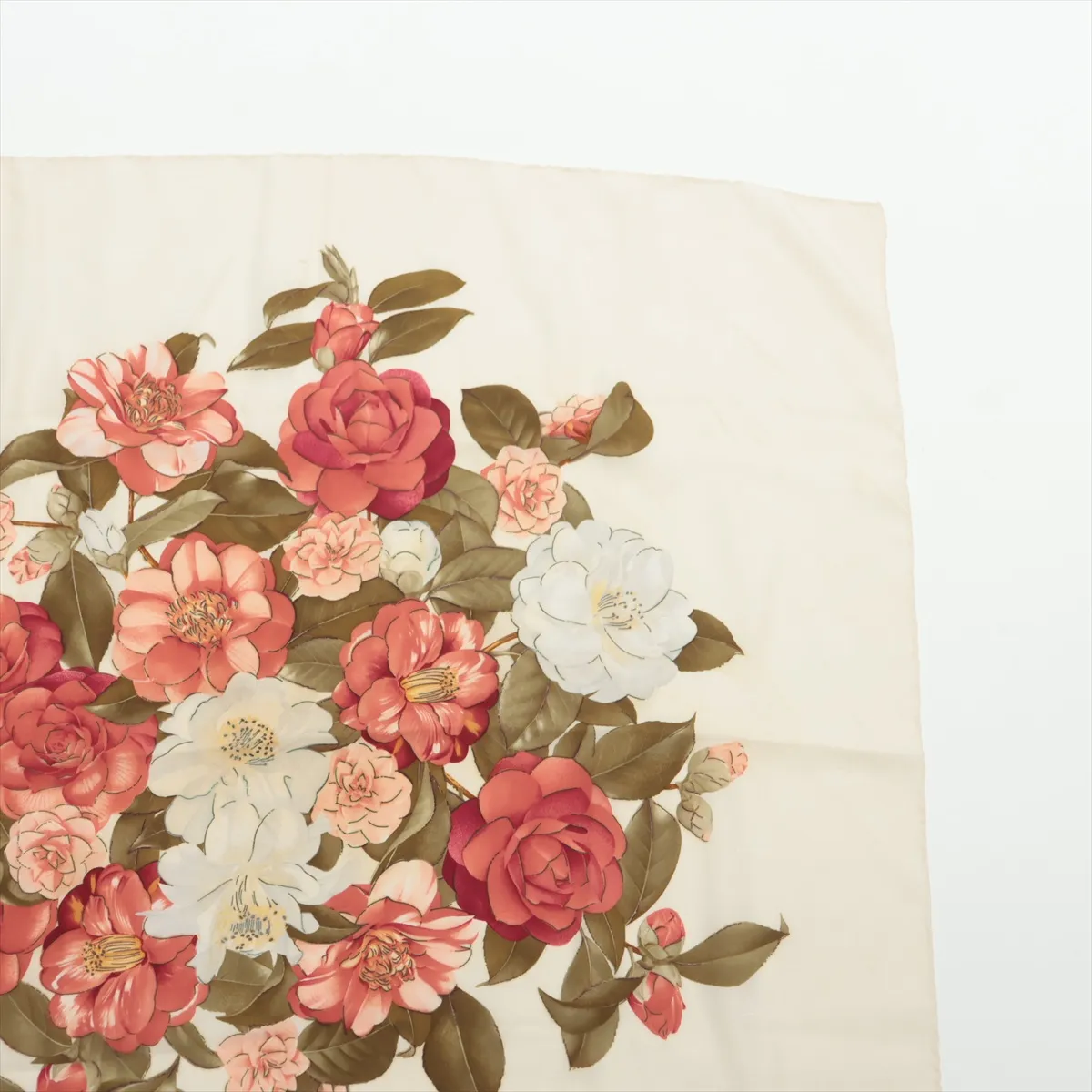 Camellia Scarf, Silk, Ivory, — view 3