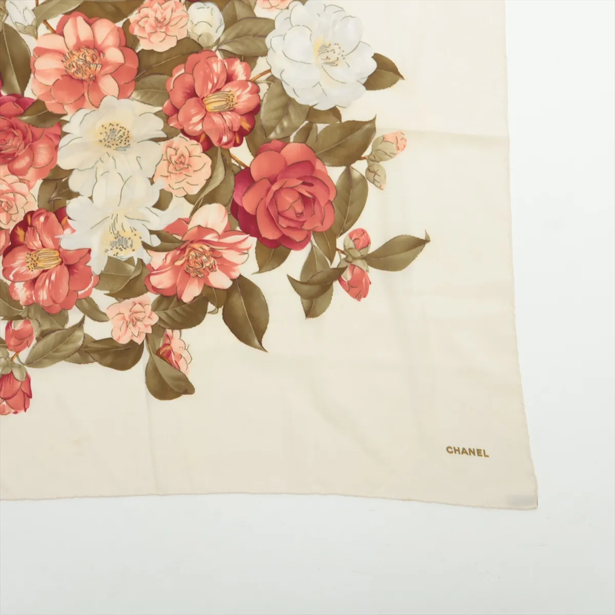 Camellia Scarf, Silk, Ivory, — view 4