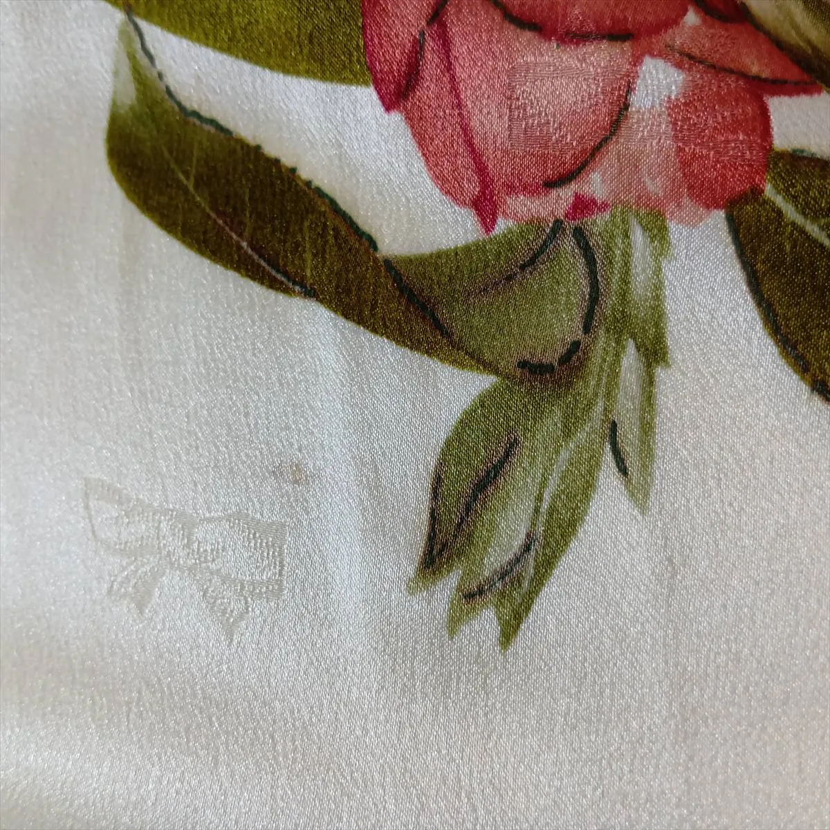 Camellia Scarf, Silk, Ivory, — view 7