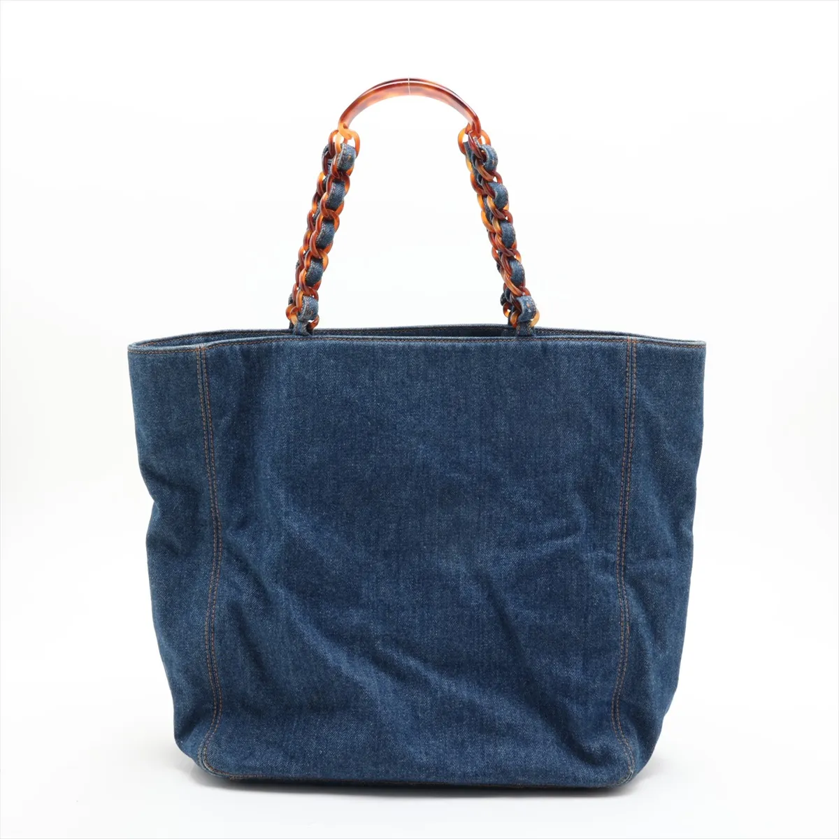 Coco Mark Denim Chain Tote Bag, Tortoiseshell Blue with Gold Hardware, 5300685 (Serial Number 5) — view 2