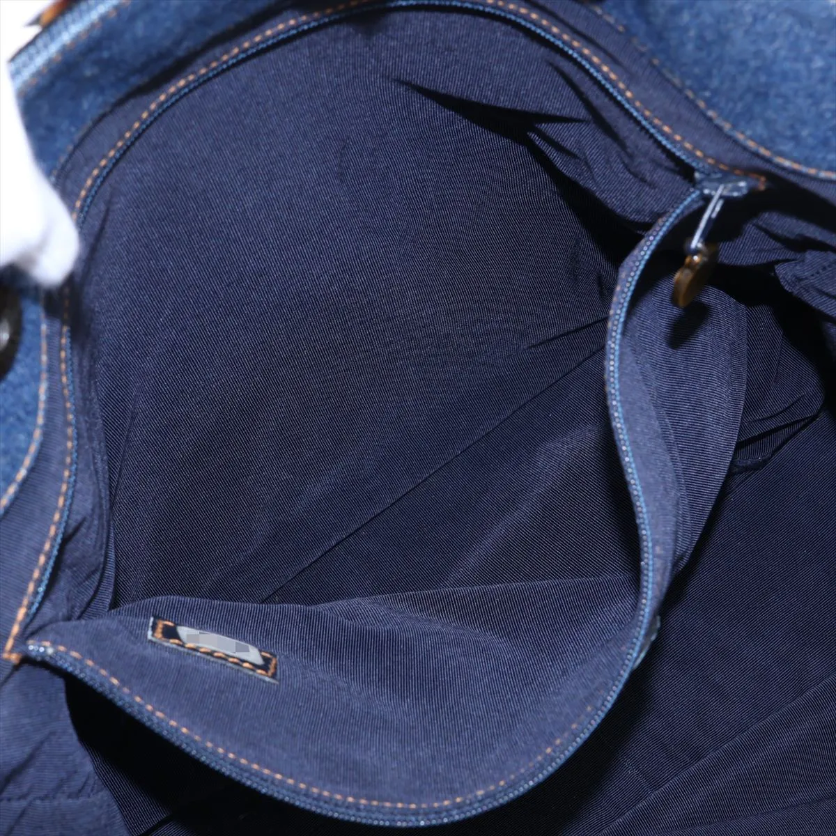 Coco Mark Denim Chain Tote Bag, Tortoiseshell Blue with Gold Hardware, 5300685 (Serial Number 5) — view 8