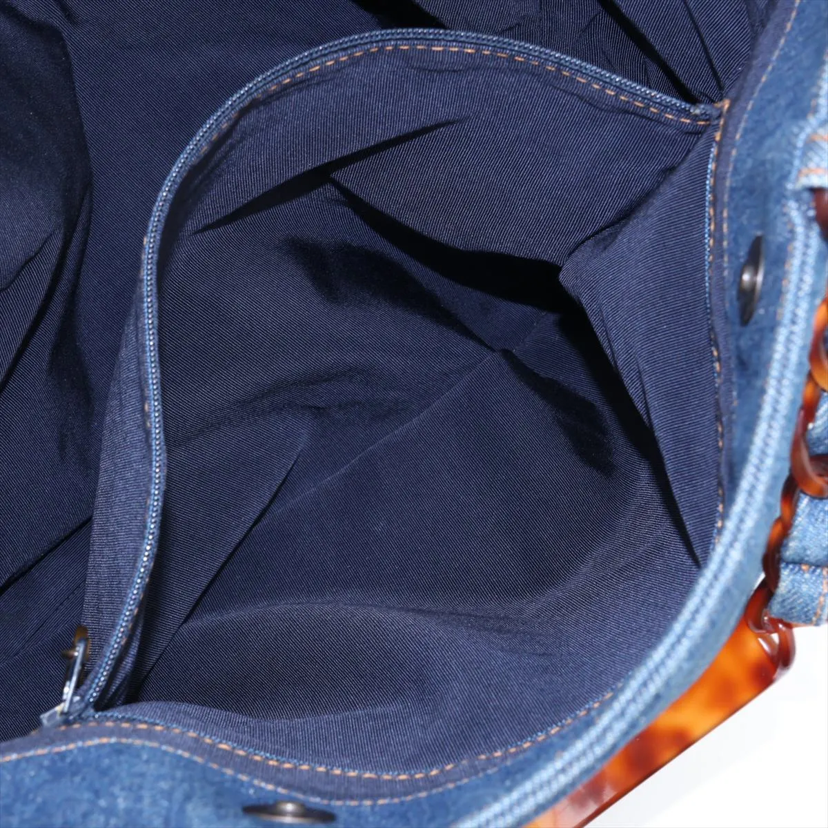 Coco Mark Denim Chain Tote Bag, Tortoiseshell Blue with Gold Hardware, 5300685 (Serial Number 5) — view 9