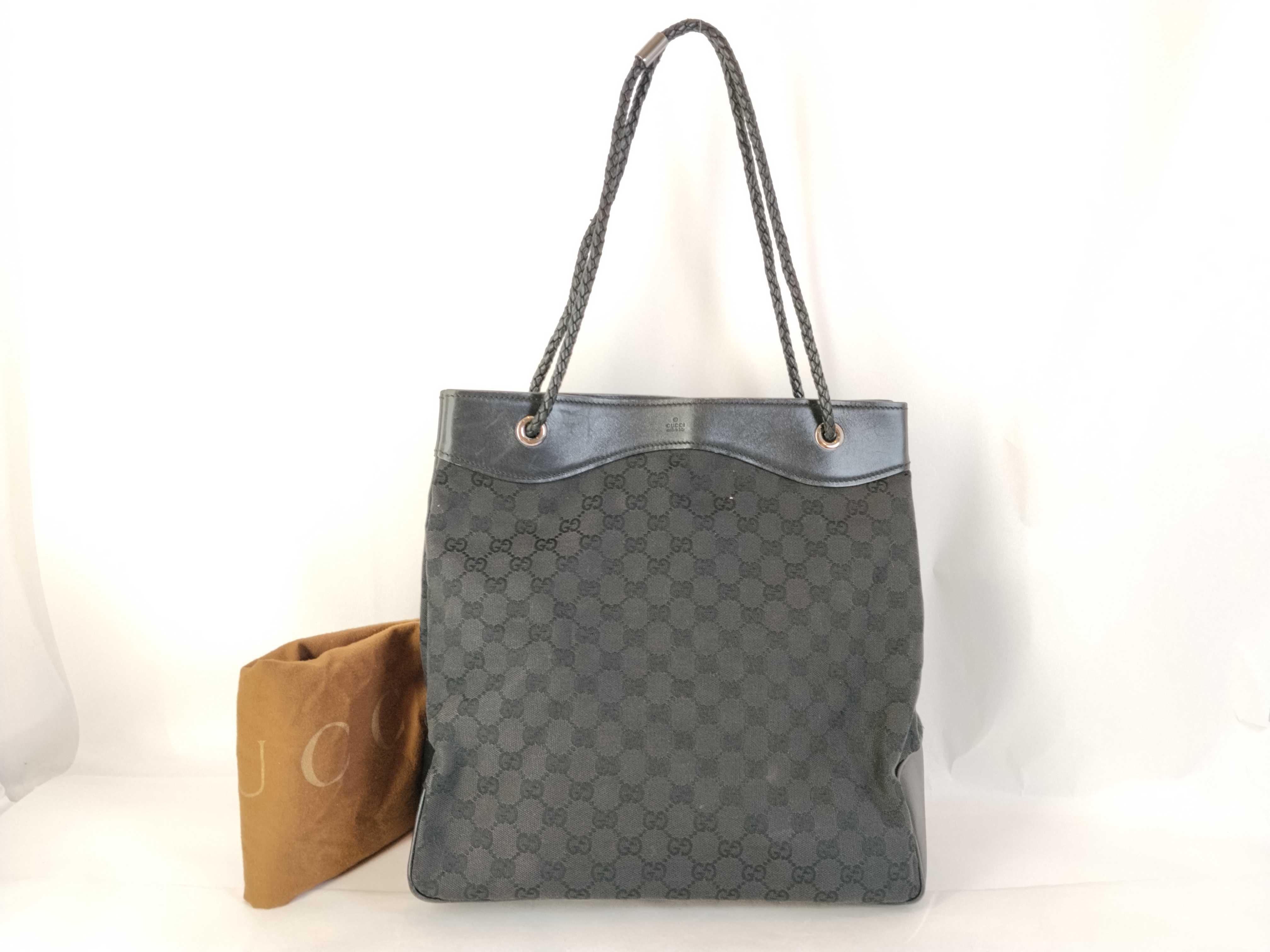 GG Canvas Tote Bag with Rope Handle, Black, 109141