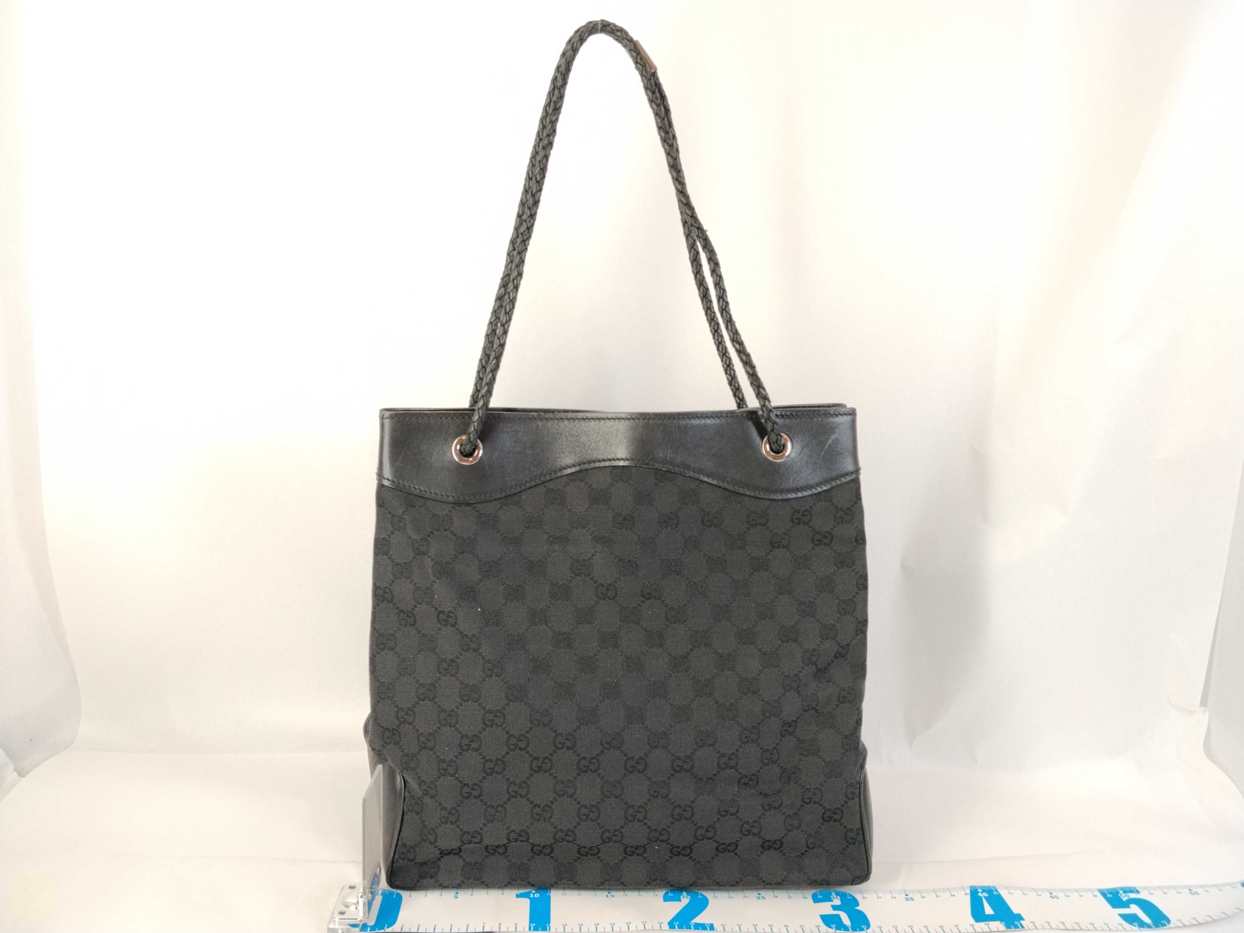 GG Canvas Tote Bag with Rope Handle, Black, 109141 — view 2